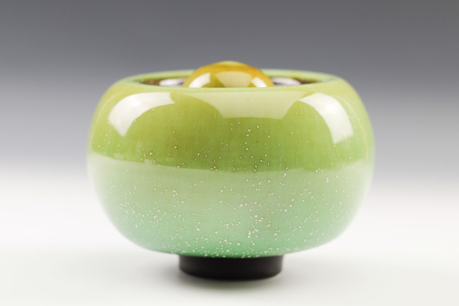 Shiny Jade Bulb Lid Jar by Charlie Olson