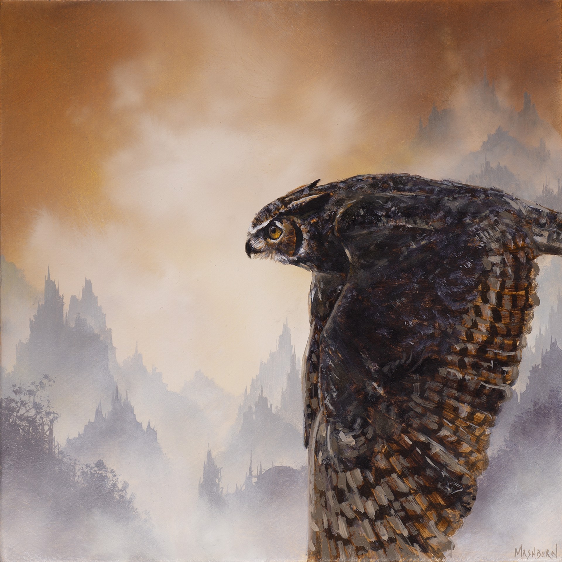 Great Horned Owl in Flight by Brian Mashburn