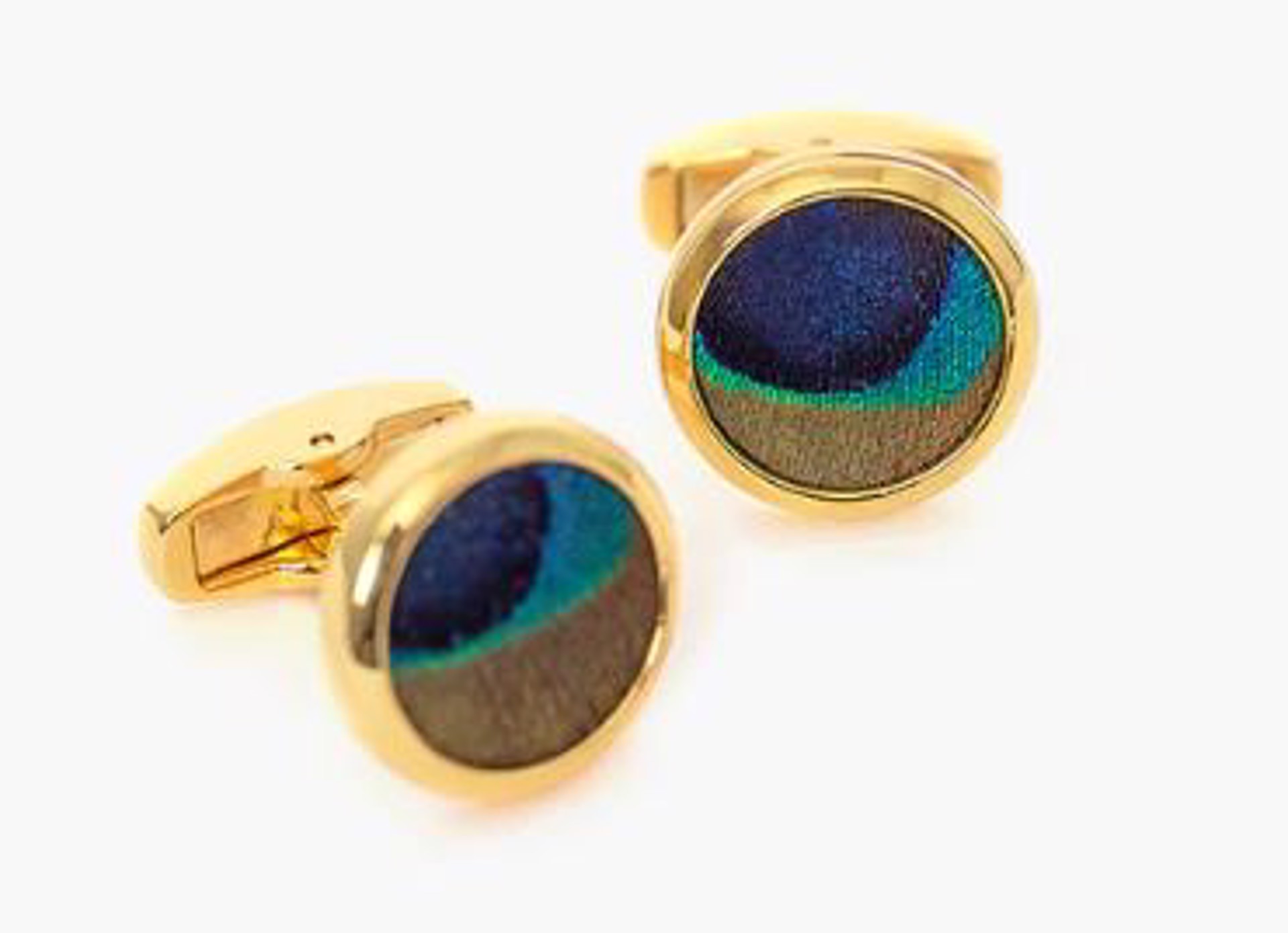 Capers Gold Plated Cufflinks - Peacock by Brackish
