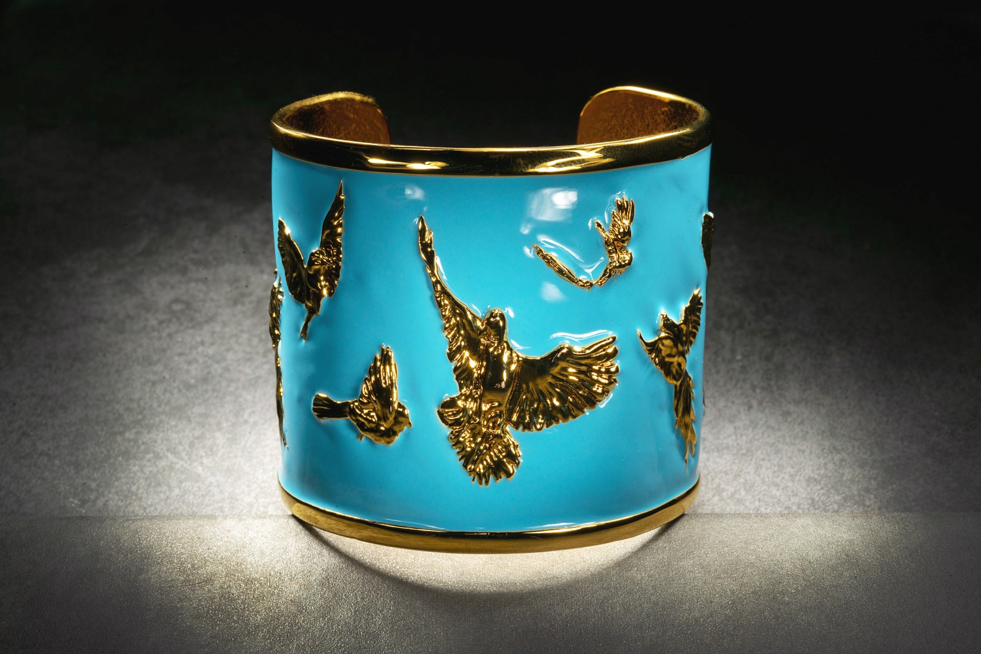 Arise Cuff - Gold and Sky Blue Xsm/ Small by Angela Mia