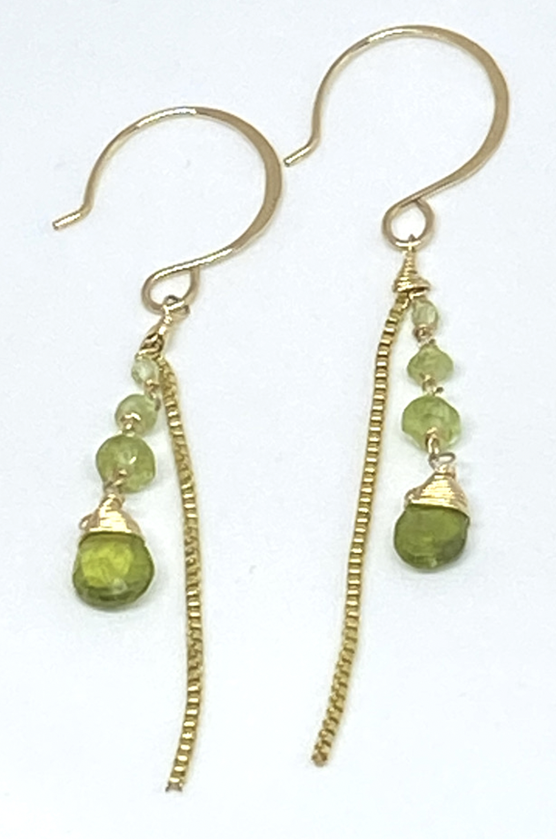 Green Bead Dangle Earrings by MikaHawaii