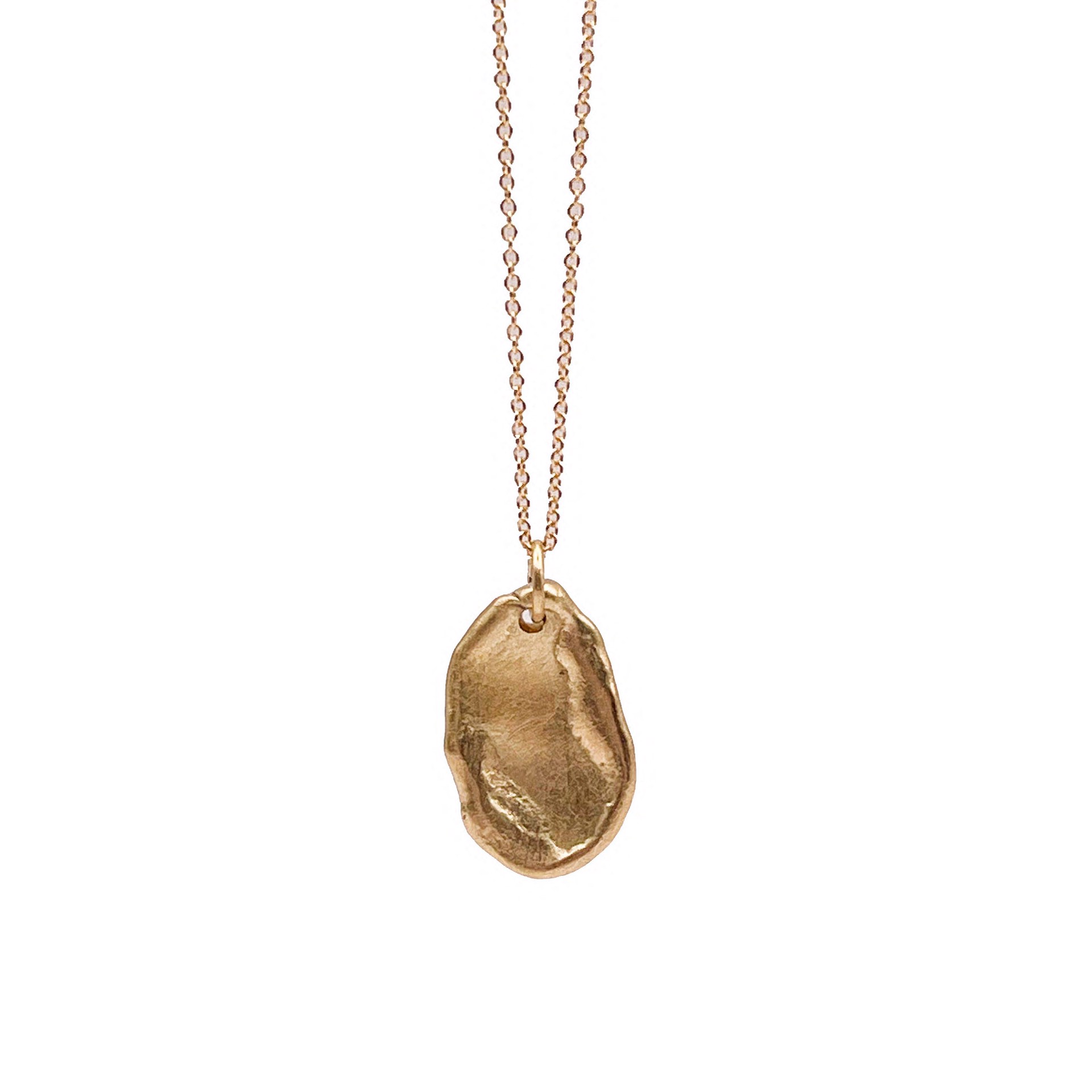 LHN11-MED Melted Teardrop Pendant on chain, 18k, 18" by Leandra Hill