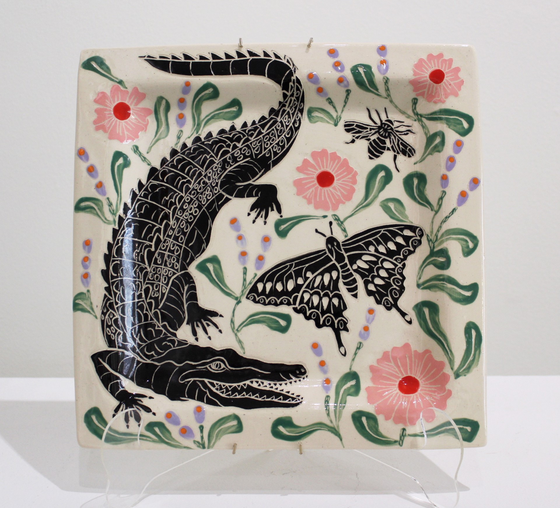Plate with Alligator, Moth & Bee by Abbey Kuhe