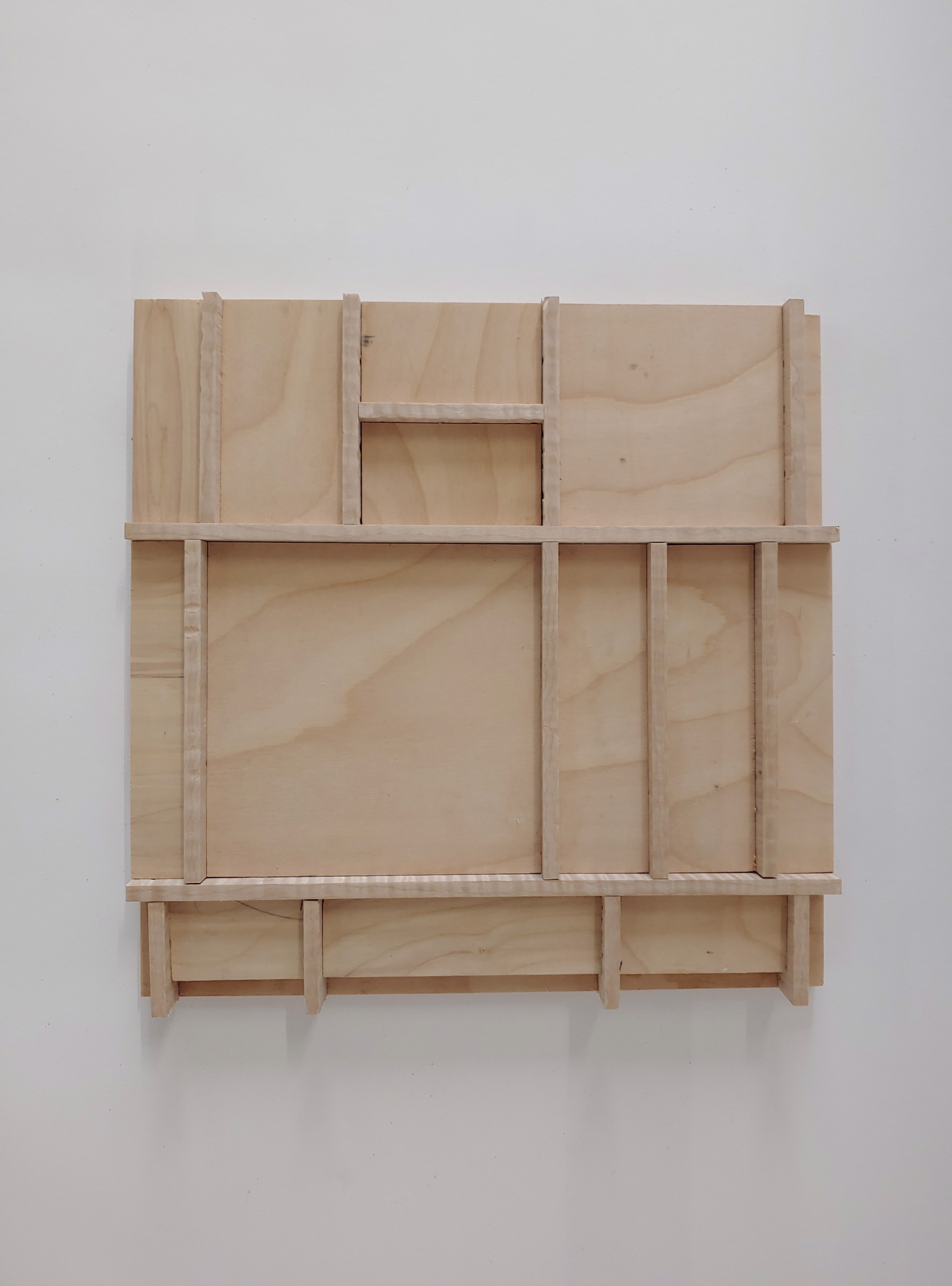 Empty Wooden Grid- Wood Sculpture by David Amdur