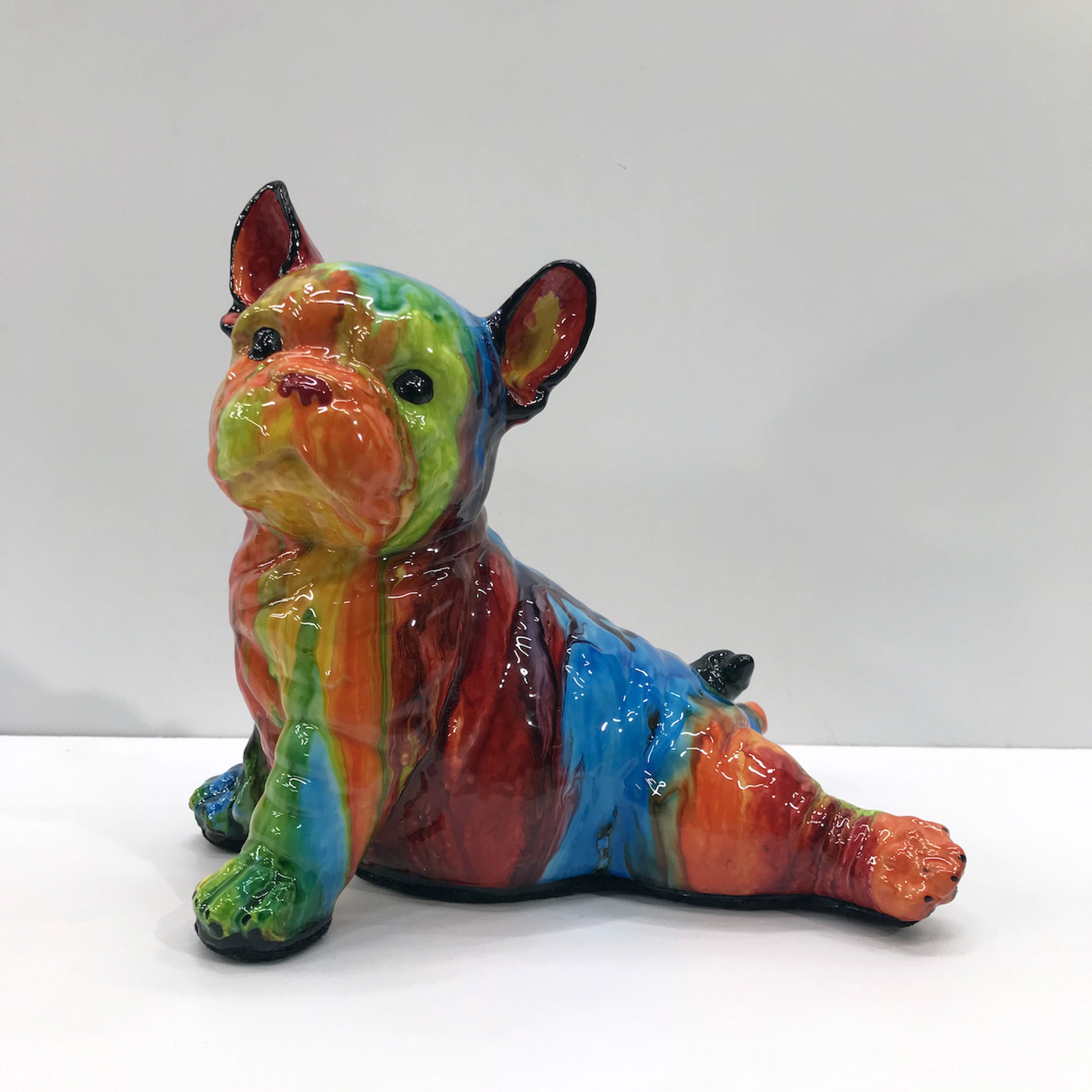 Small Frenchie with Back Legs Out (Rainbow Swirl) by Ancizar Marin