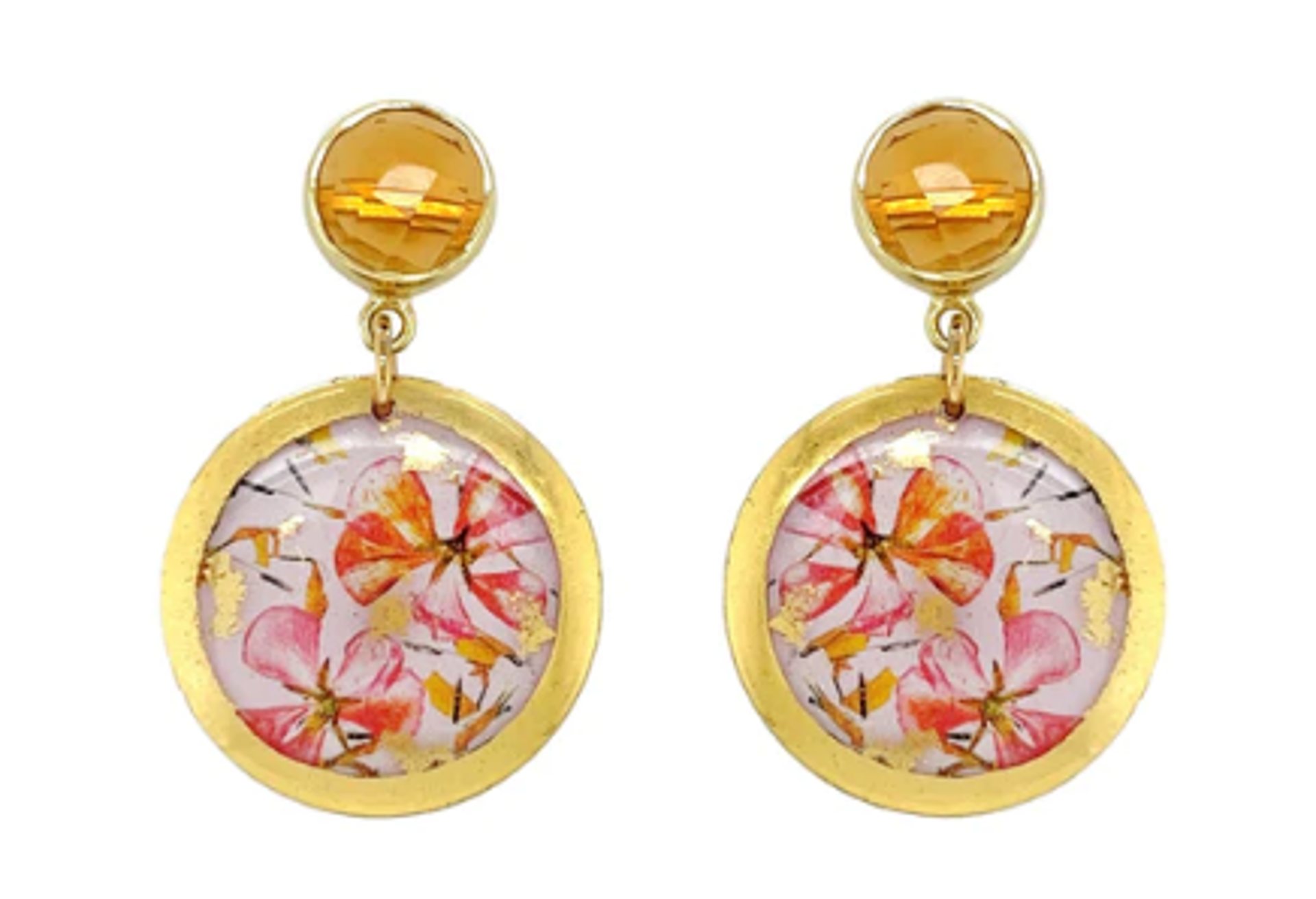 Minerva Disc Earrings With Citrine Posts by Evocateur