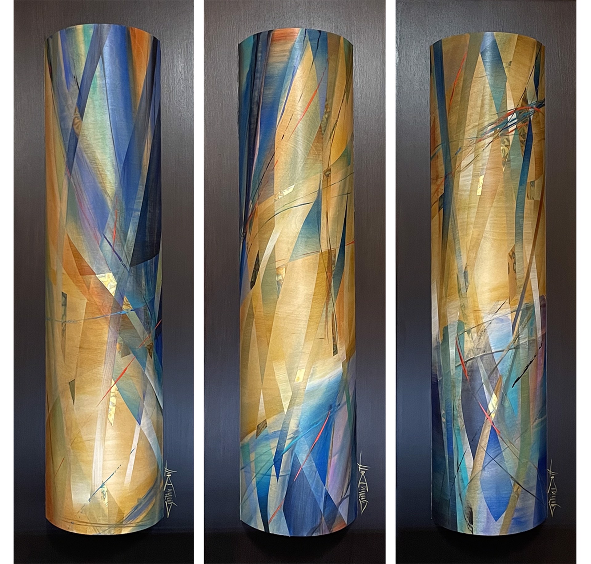 Chillin Blue  ~  Curved Triptych by Cynthia Duff