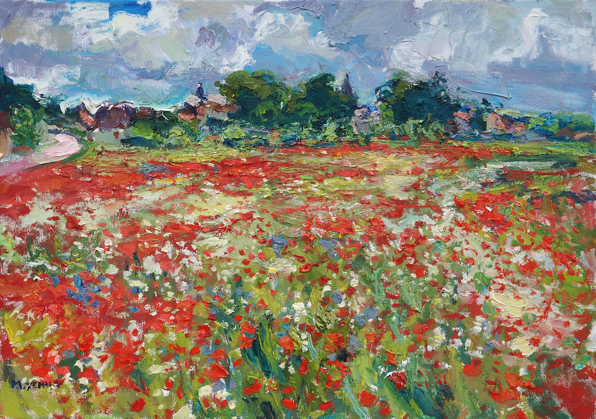 "Poppies Field" original oil painting by Antonin Passemard