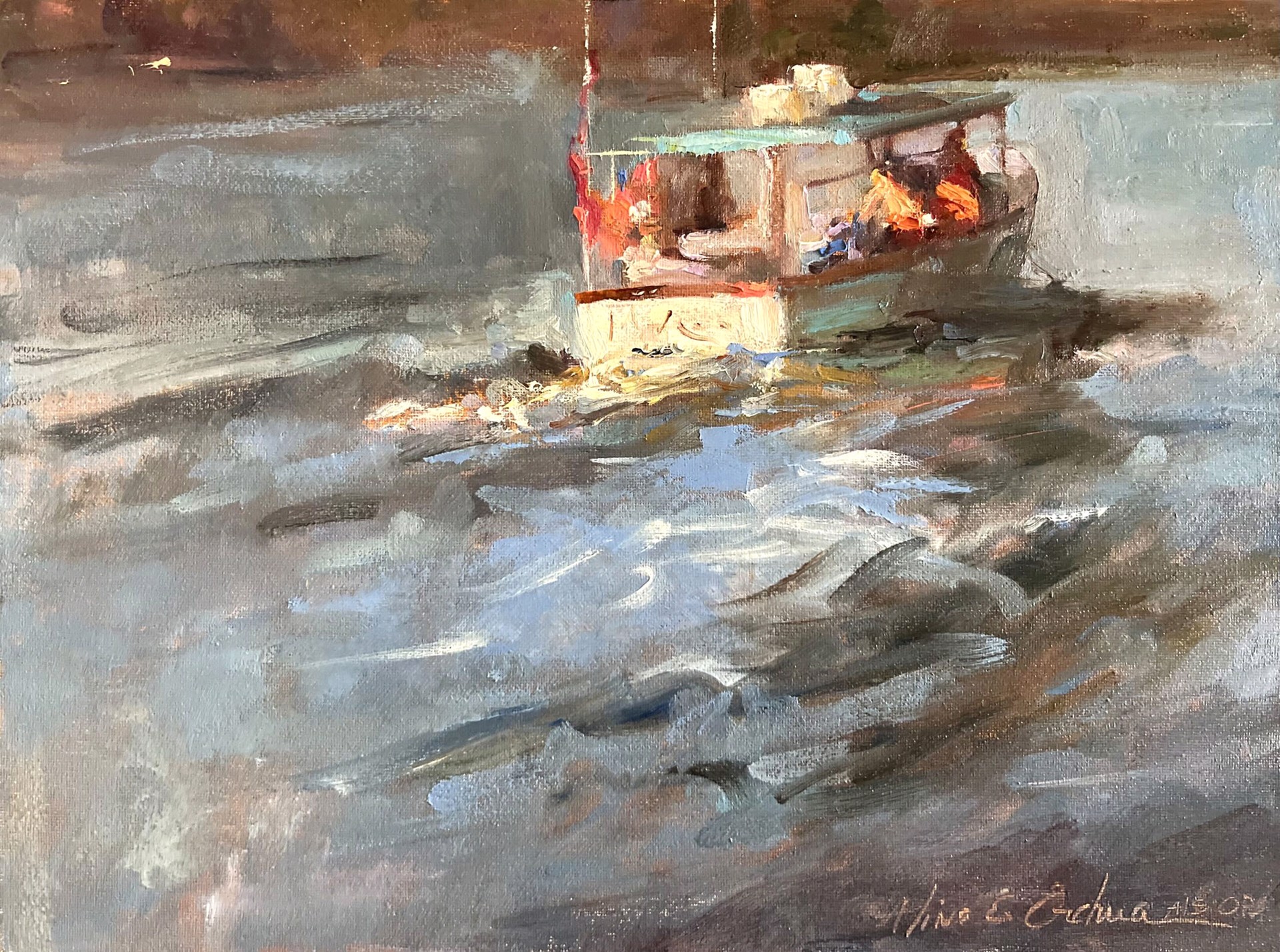 Aline Ordman "Maine Lobstering" by Oil Painters of America