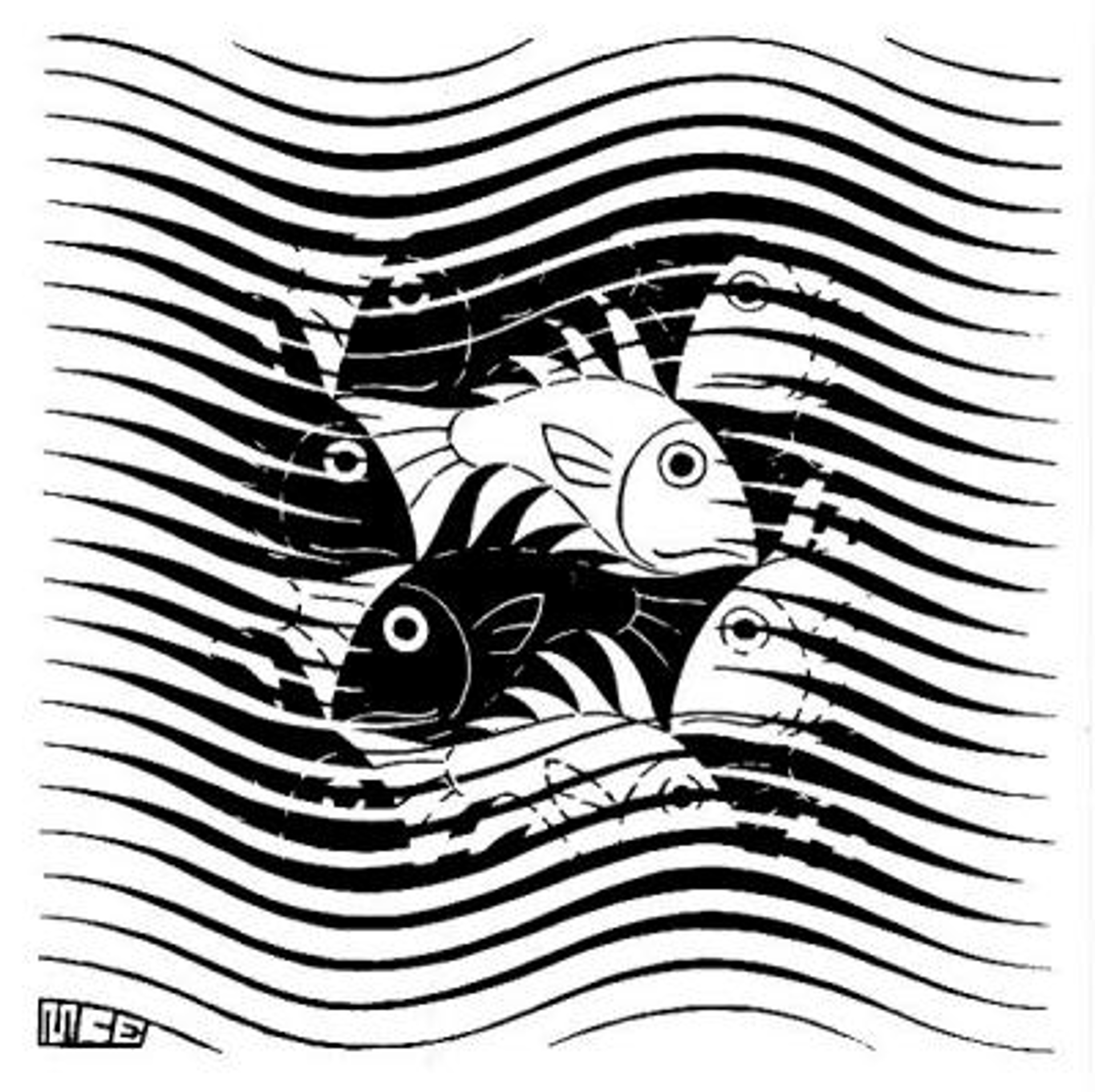 Fish and Waves by M.C. Escher