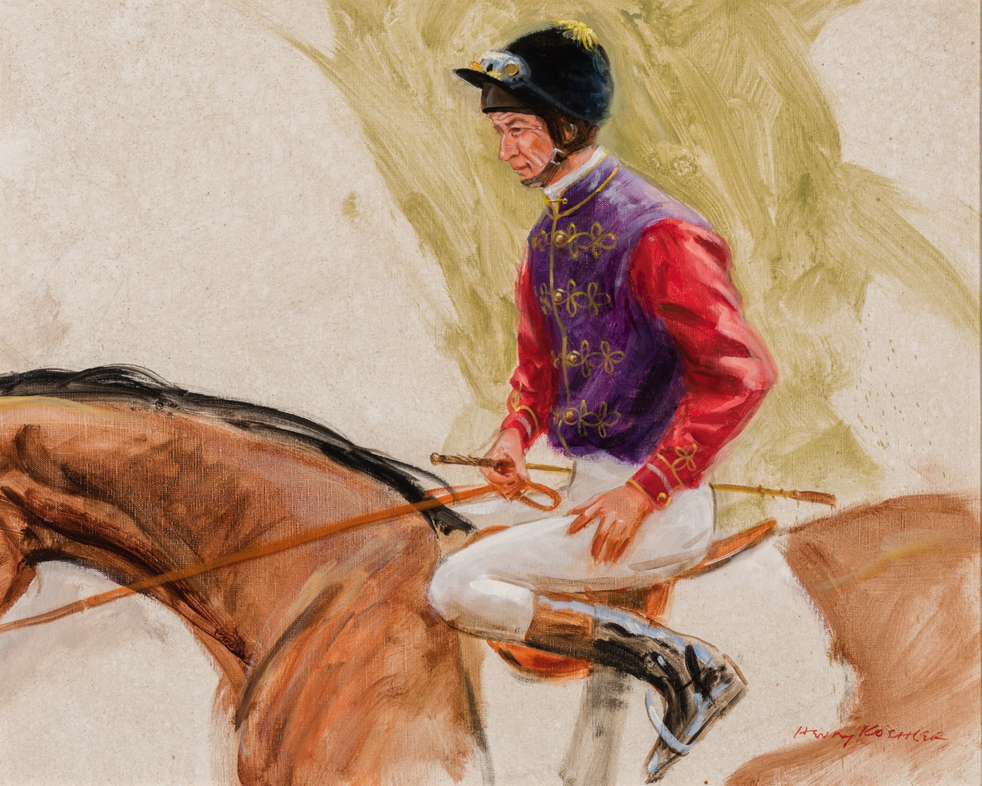 ROYAL COLOURS; LESTER PIGGOTT IN THE COLOURS OF HM THE QUEEN by Henry Koehler