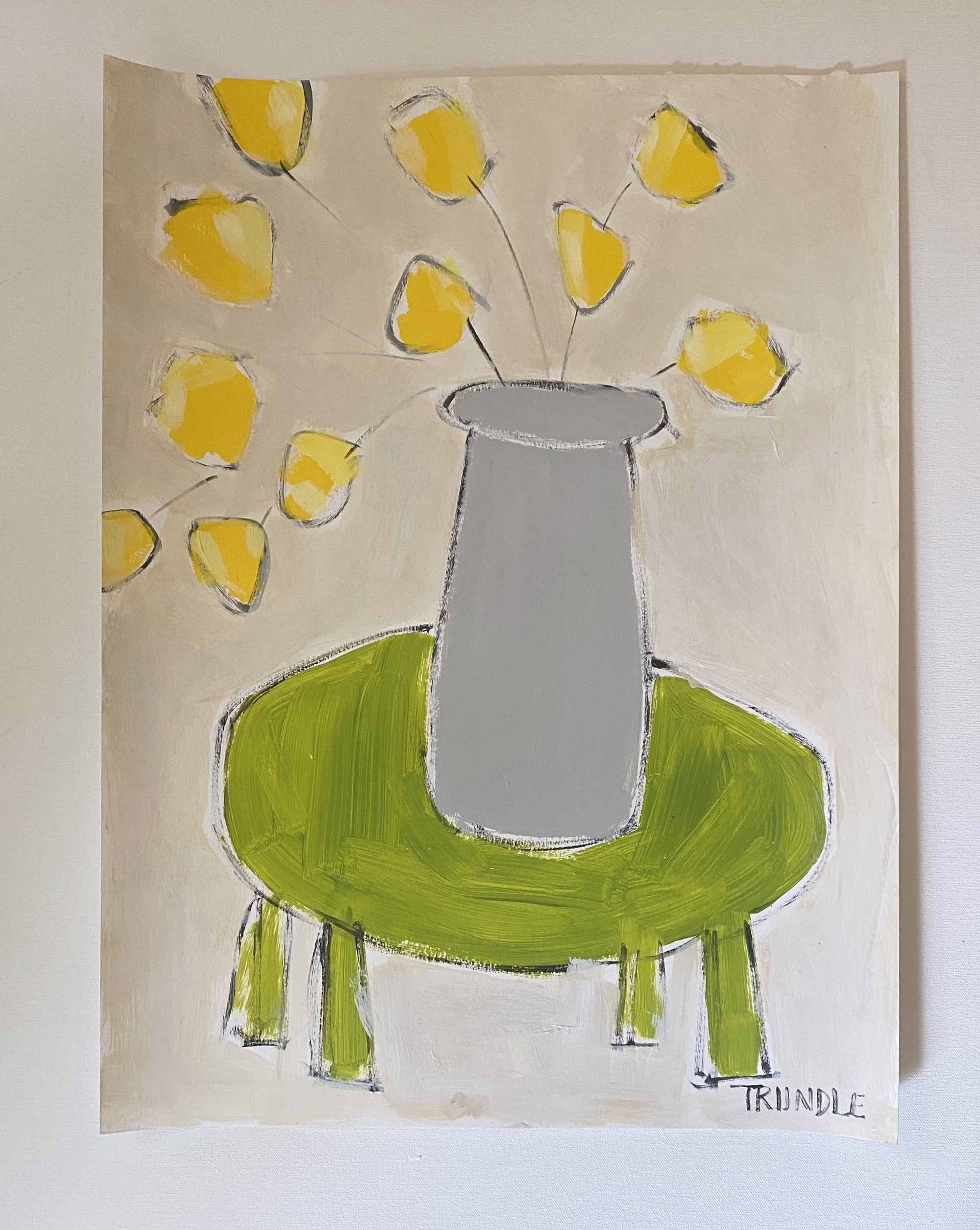 Yellow Bloom/Green Table III by Sarah Trundle