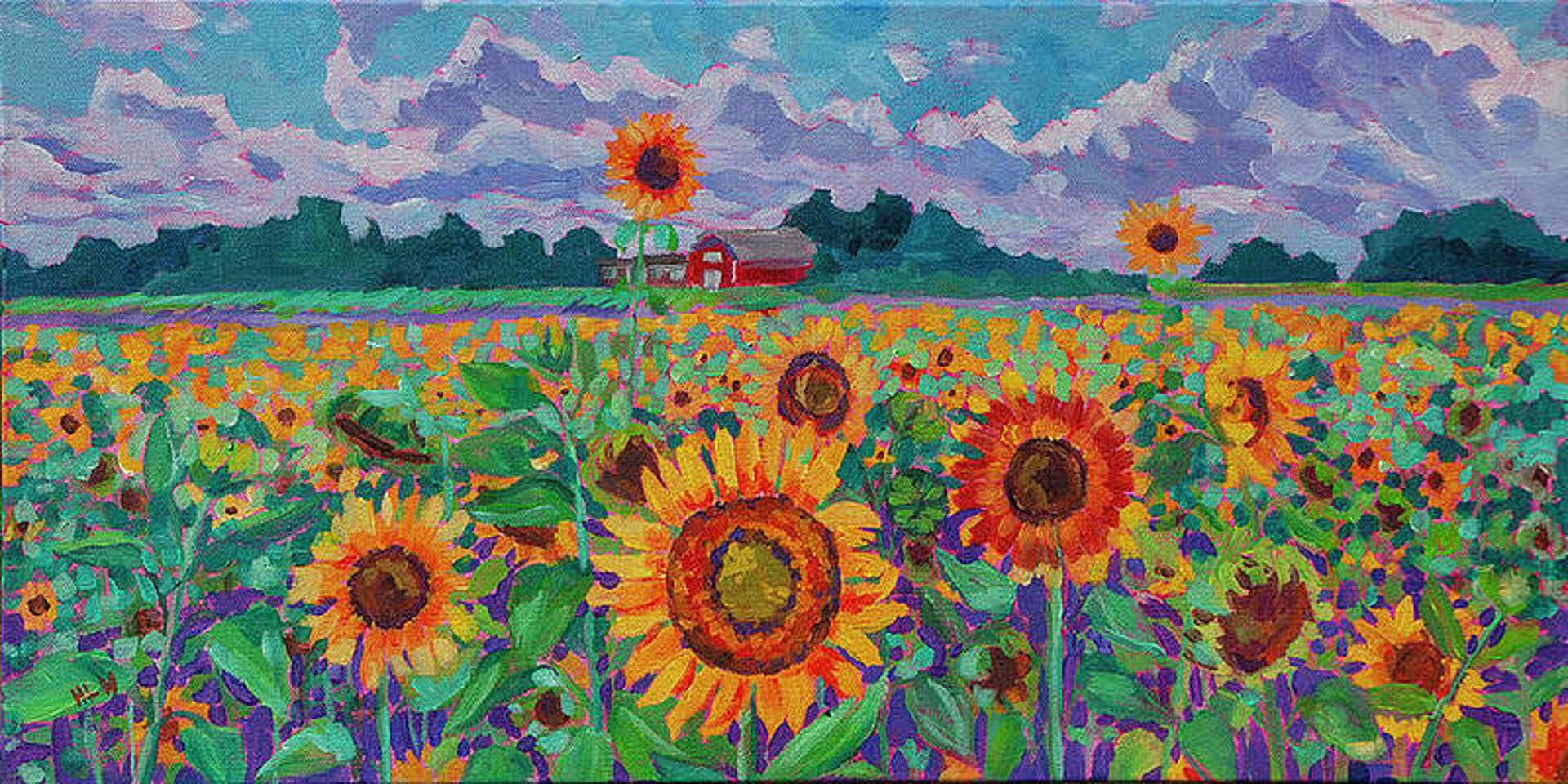 Sunflower Panorama 1 by Heather Nagy