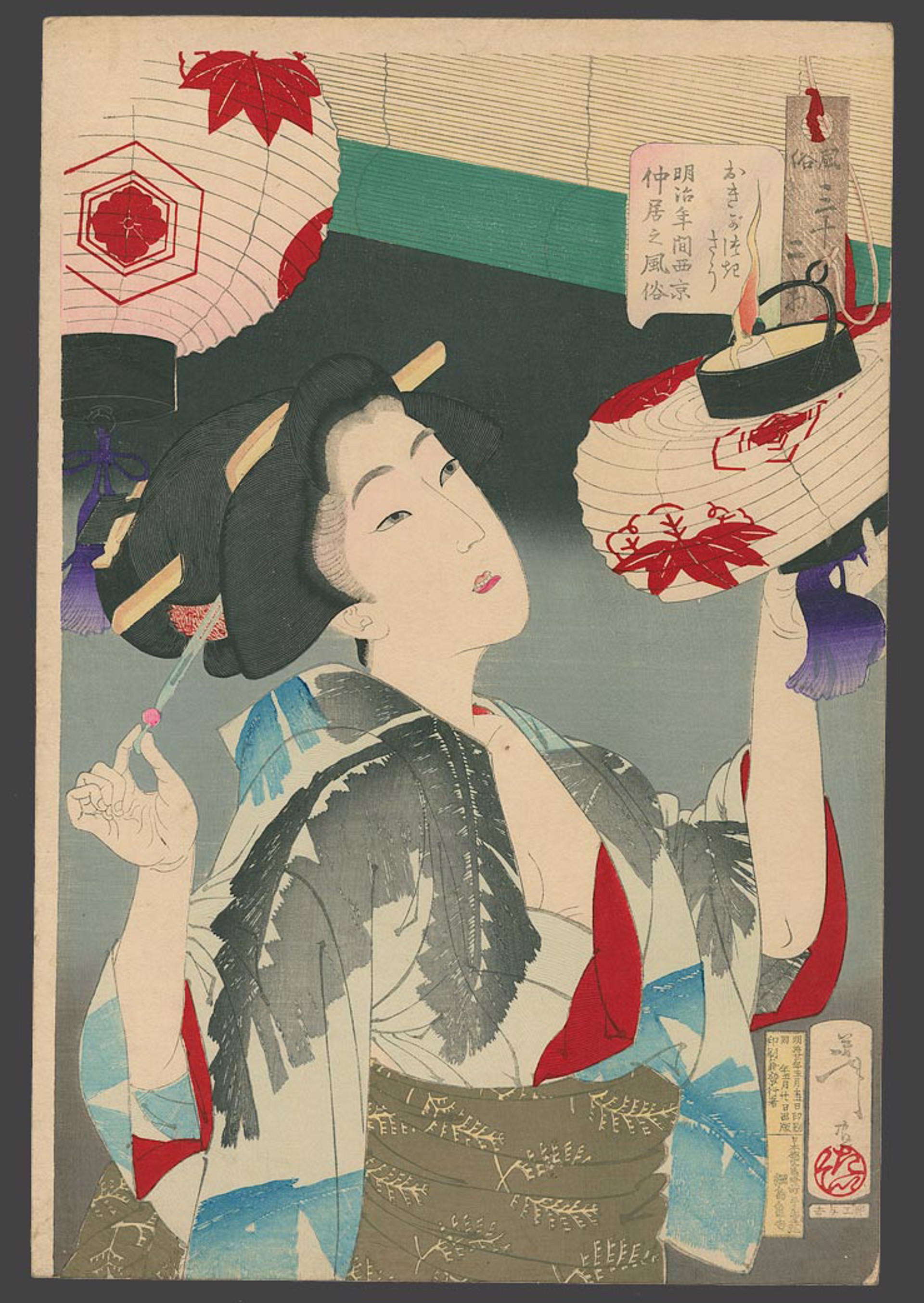 Looking capable: Akyoto watress in the Meiji era (1867 - 1912) 32 Aspects of Women by Yoshitoshi