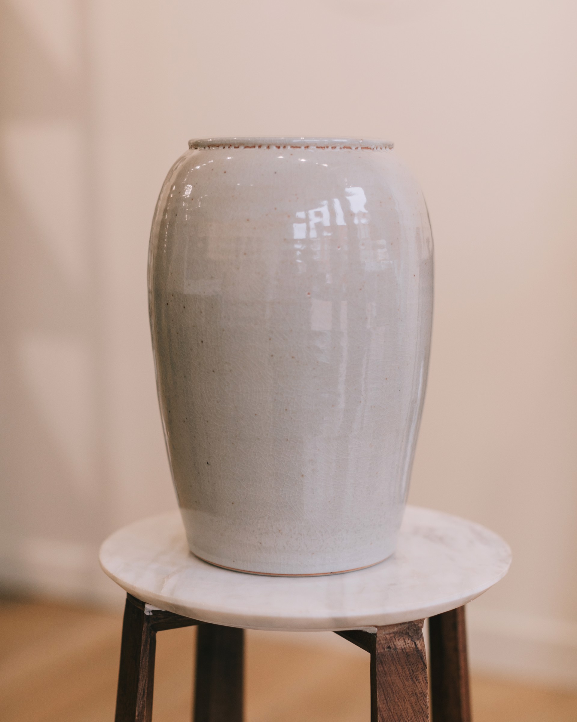 Medium Carbon Trap Shino Vase #2 by William Mantor