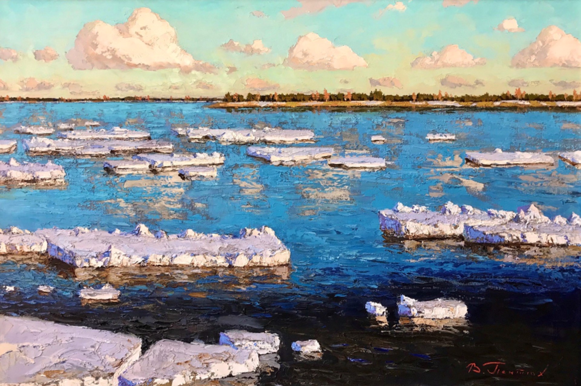 Spring on the River by Vladimir Pentjuh