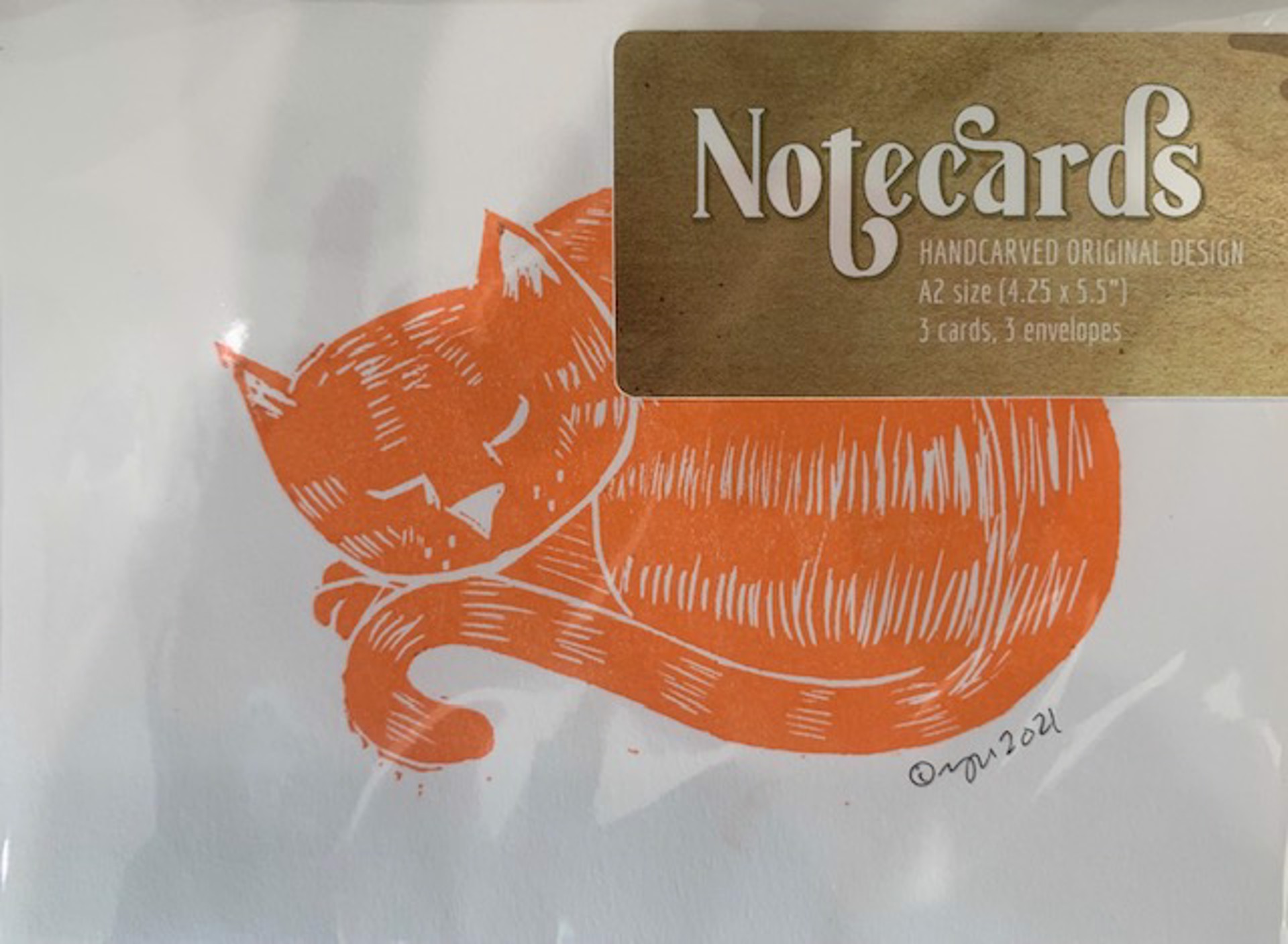 Sleeping Cat Notecard Set by Kit White