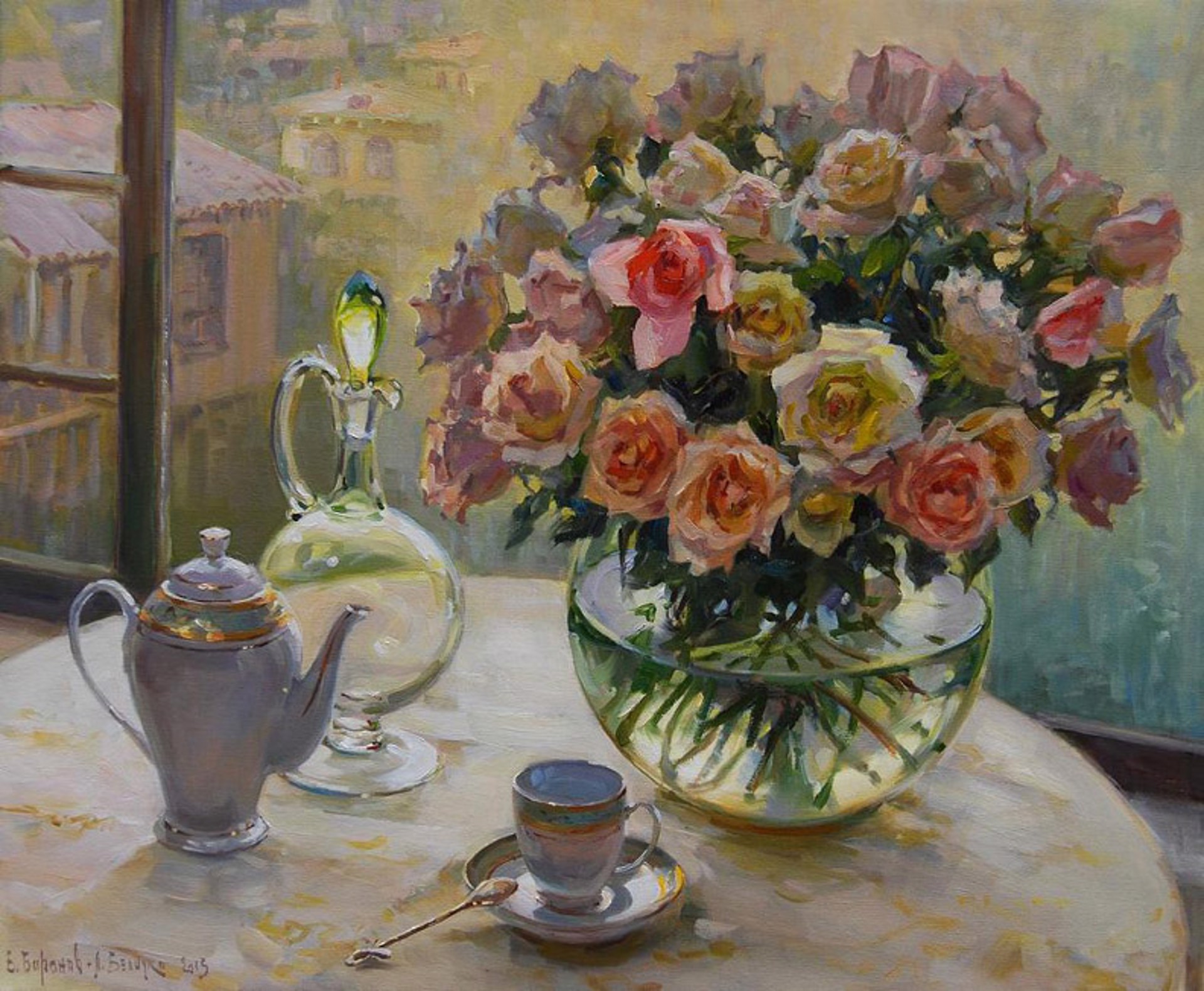 Forty-Nine Tea Roses by Evgeny & Lydia Baranov
