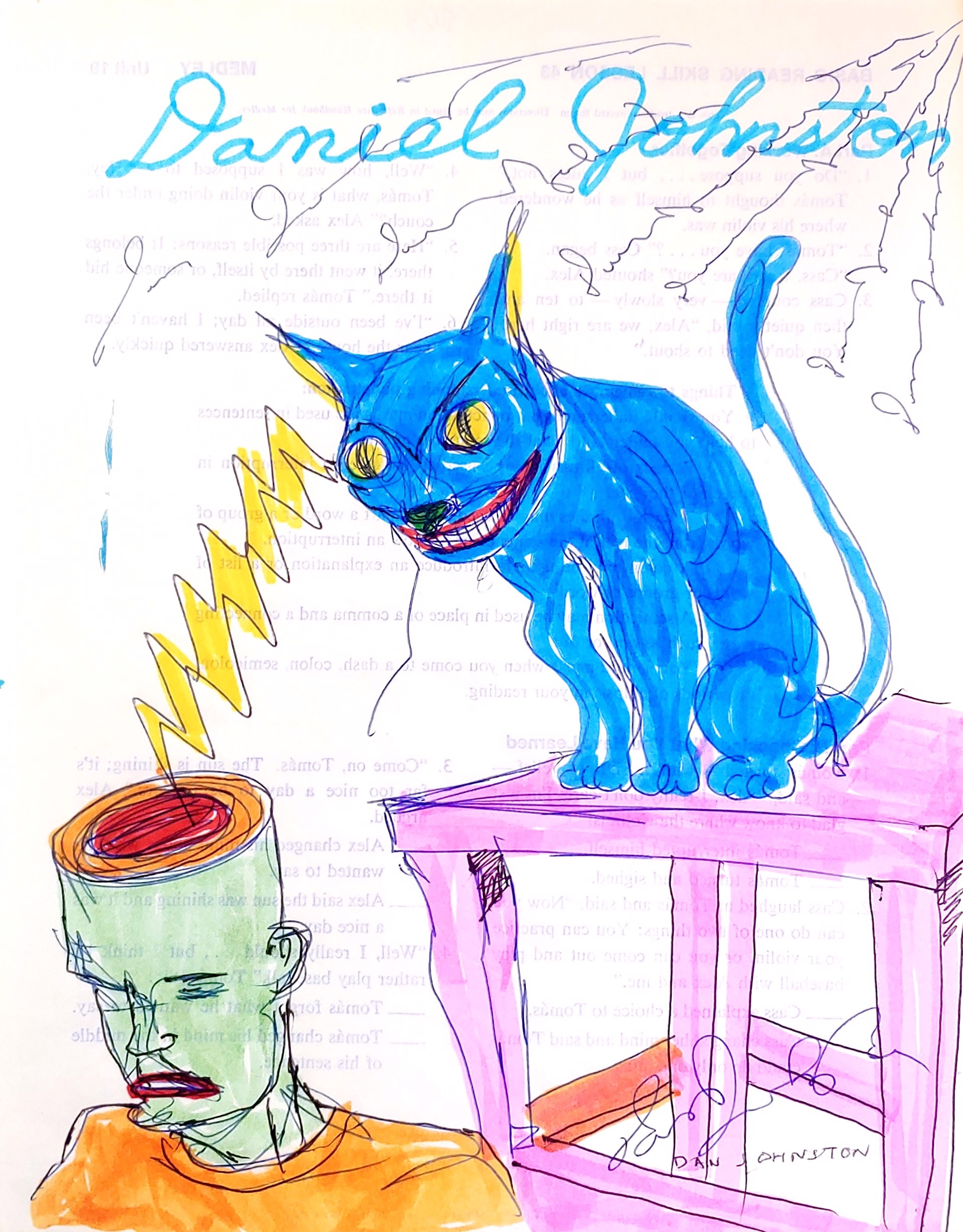 Cat with Bolt Eye by Daniel Johnston