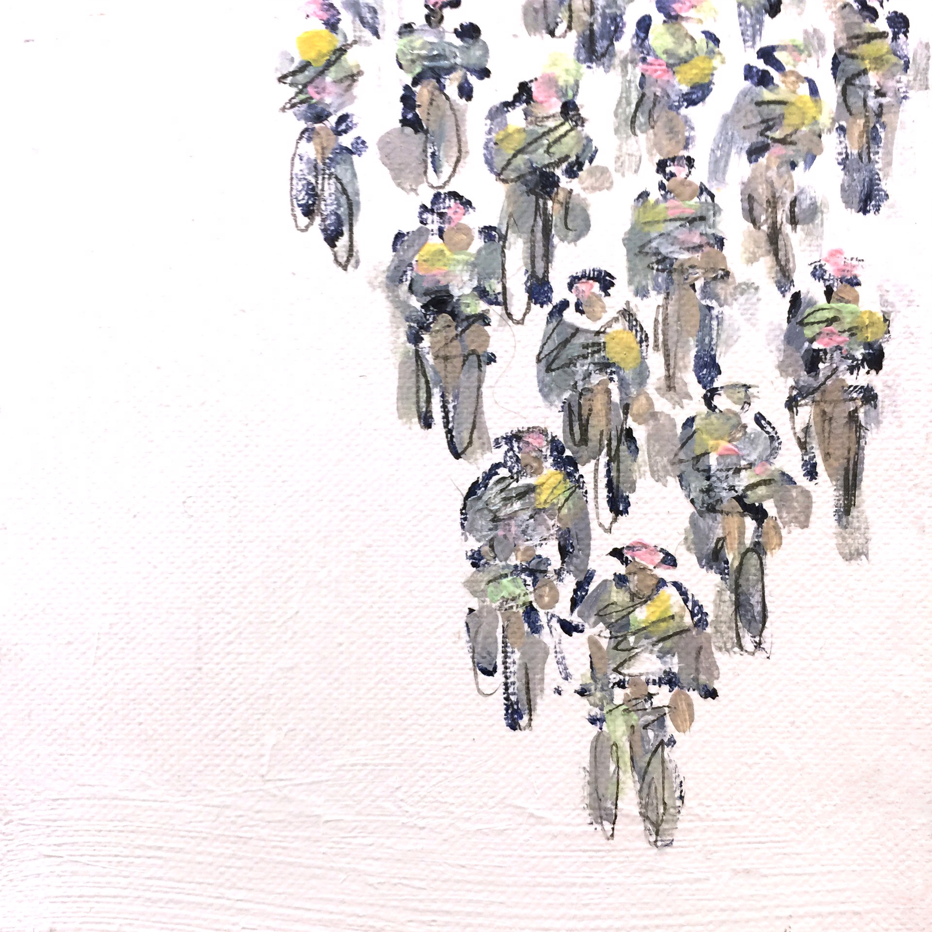 Sparse Cyclists on White by Heather Blanton