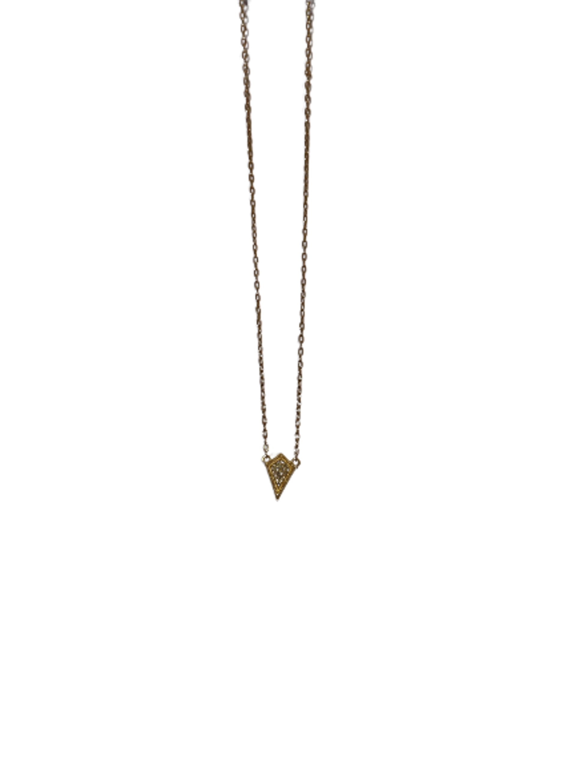 Gold Filled Delicate Necklace with Pave Diamond Pendant Shaped as a Diamond by Karen Birchmier