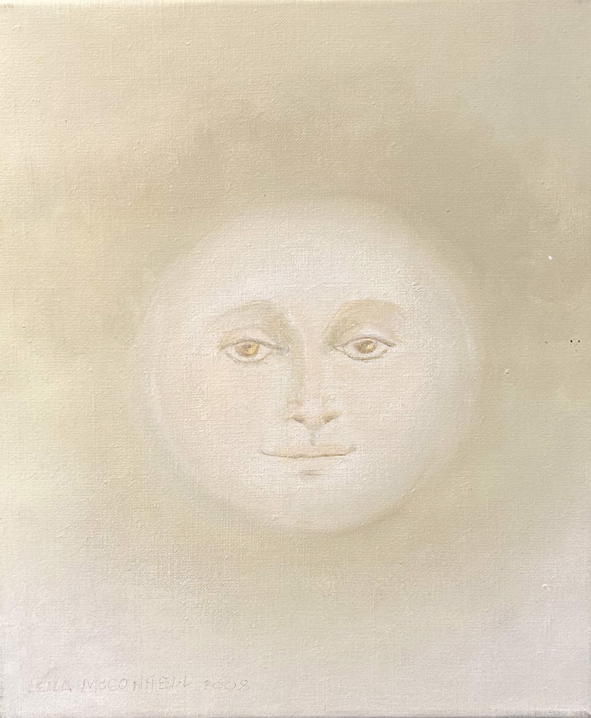 Moonface - pale green/gray by Leila McConnell