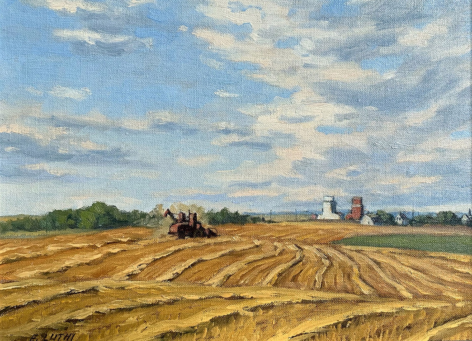 Combine Pick Up Near Lanigan by Ernest Luthi (1906-1983)