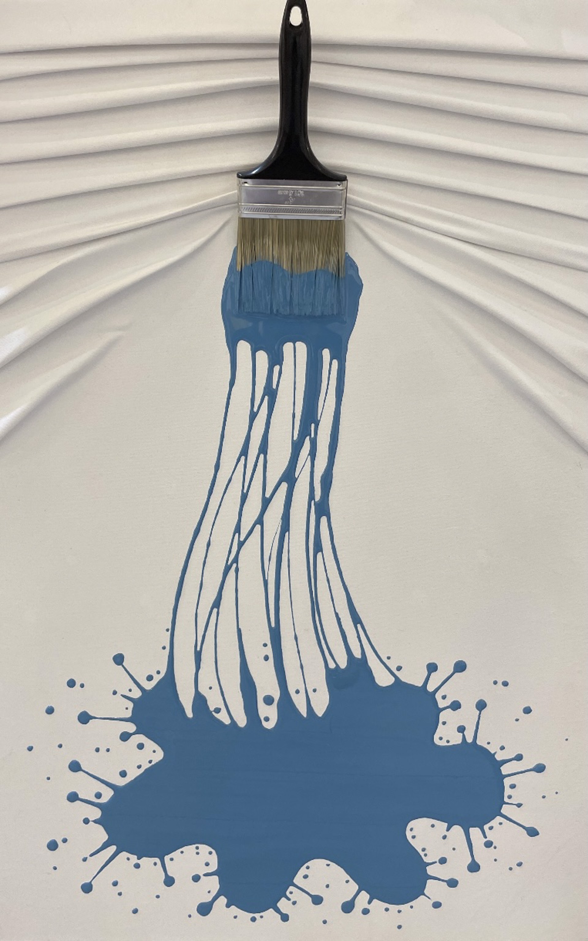 Blue Medium Splash on the White Canvas  by Brushes and Rollers "Let's Paint" by Efi Mashiah