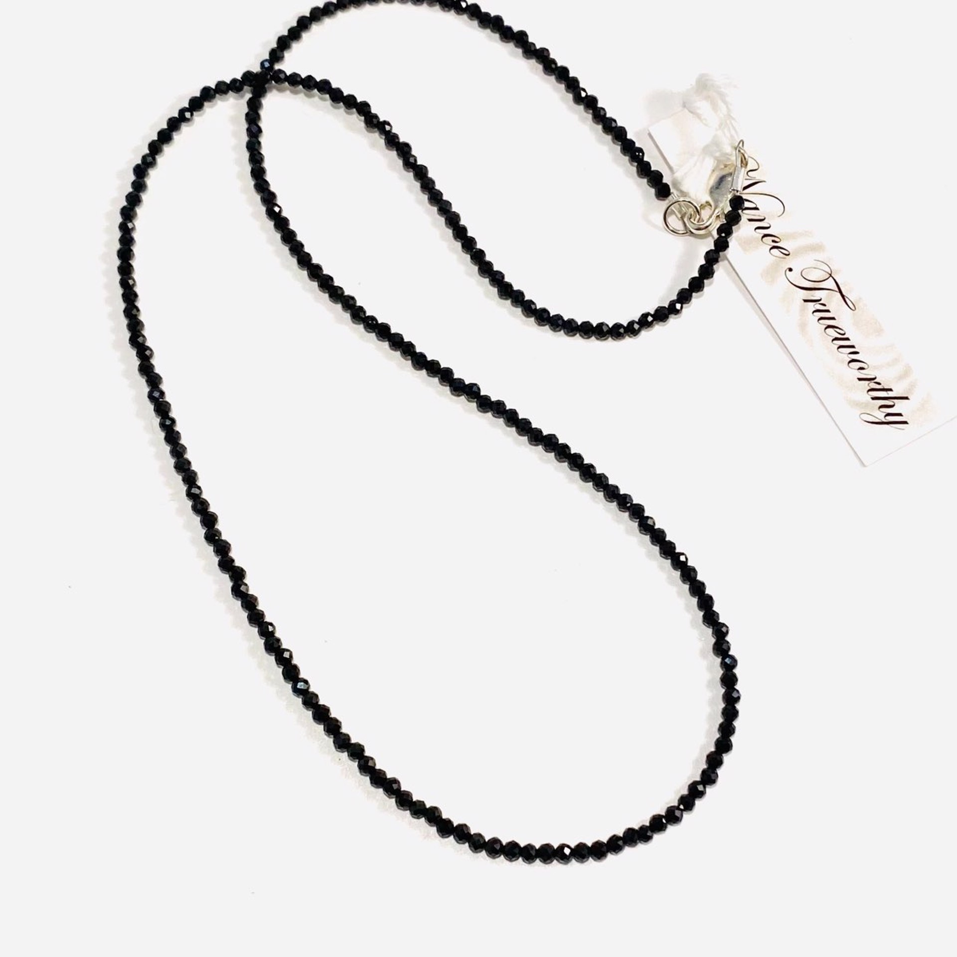 NT22-164 Faceted Black Spinel Strand Necklace by Nance Trueworthy