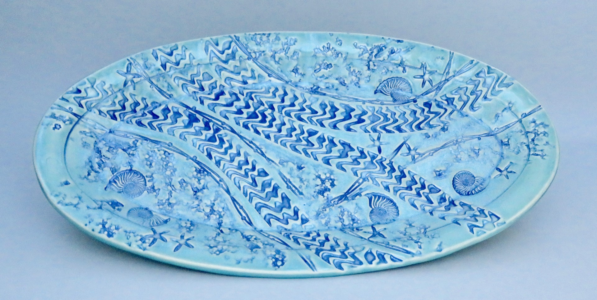 Tray Oval Soft Turquoise MB20-413 by Marty Biernbaum