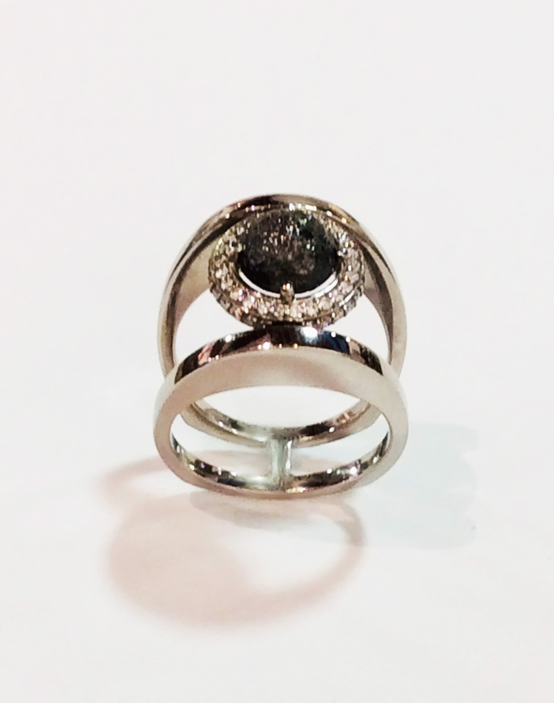Black Ballas Diamond and Palladium Ring by D'ETTE DELFORGE