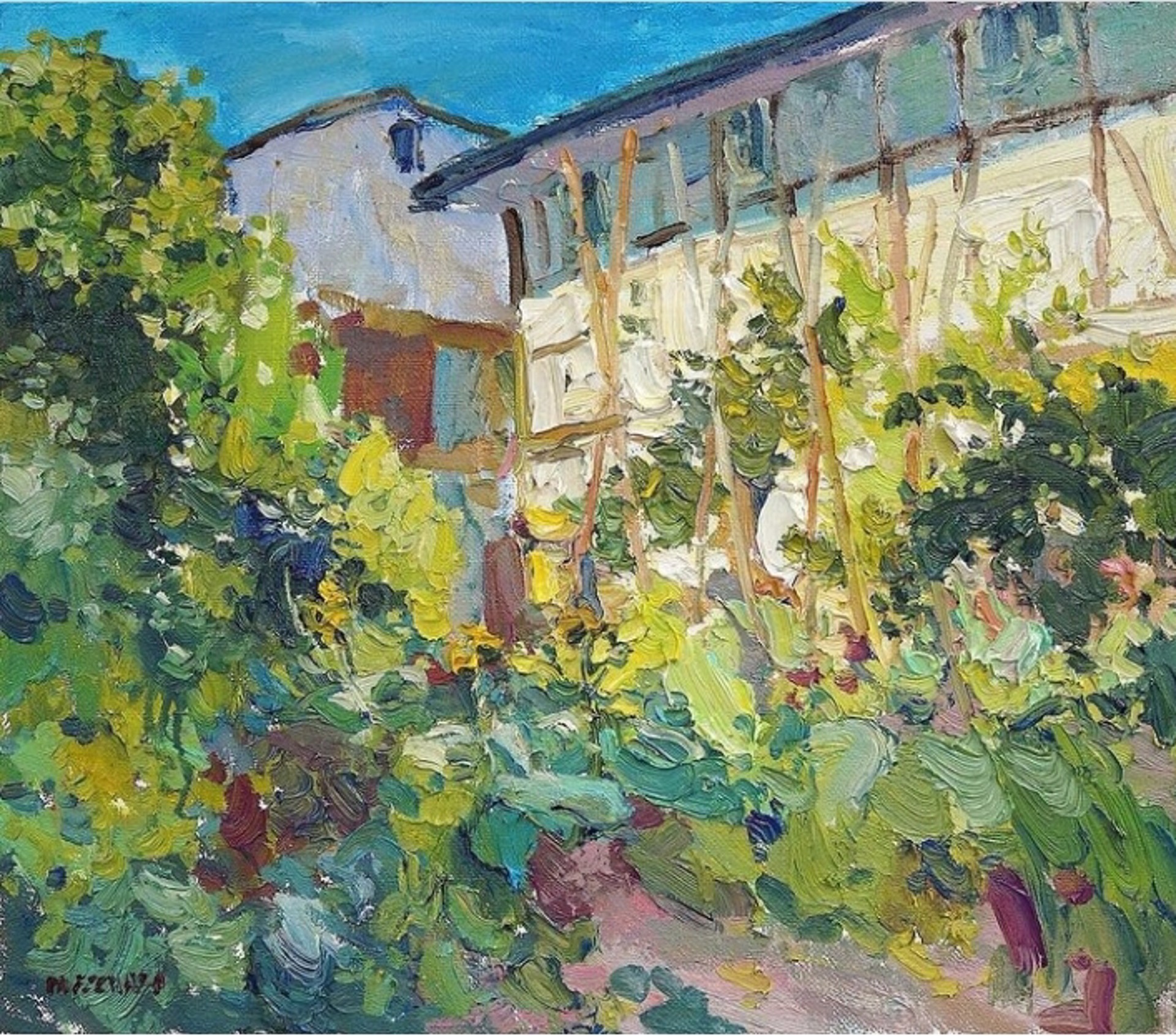 "Garden in Willingshausen" original oil painting by Antonin Passemard