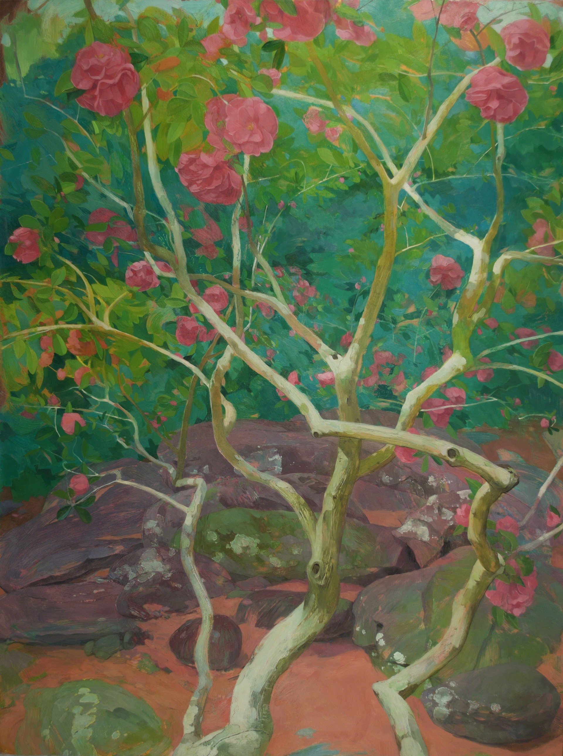 Camellia in Violet Rocks by Benjamin J. Shamback