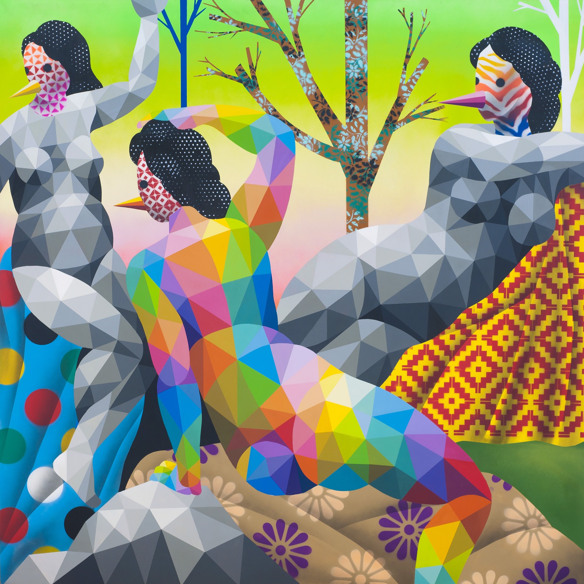 Graces Looking At The Horse by Okuda San Miguel