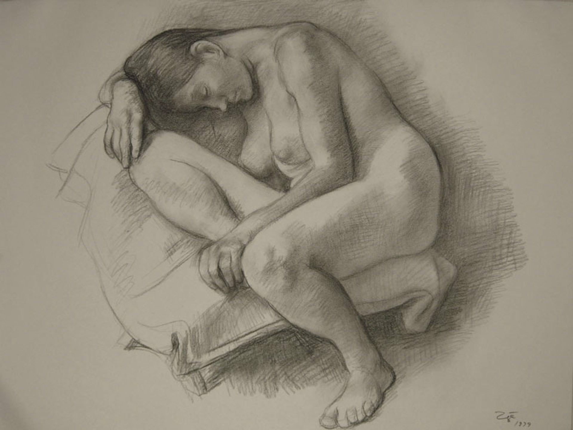 Desnudo Sentado de Silvia by Francisco Zuniga