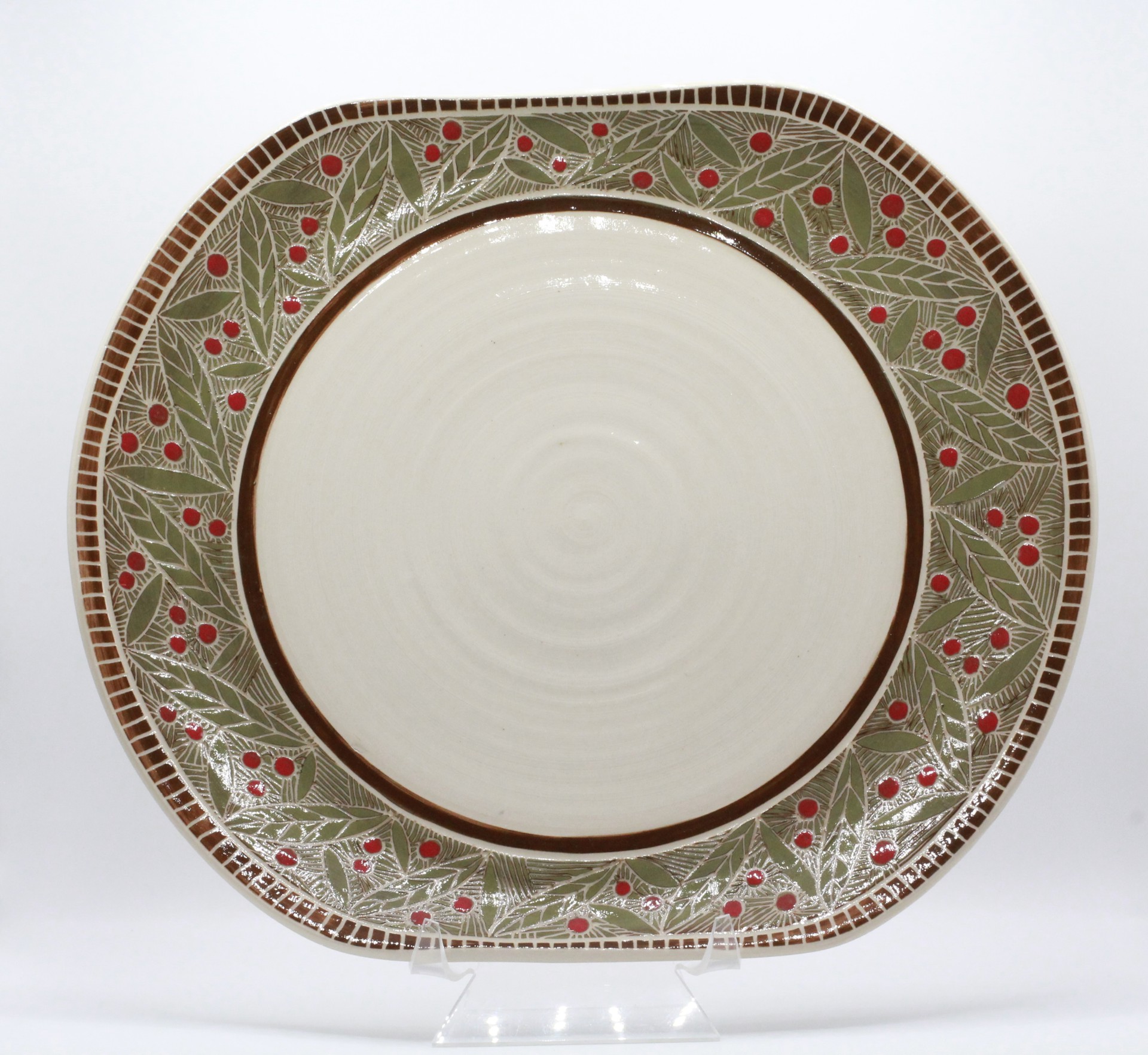 Leaves and Berries Medium Oval Platter by Kelly Price