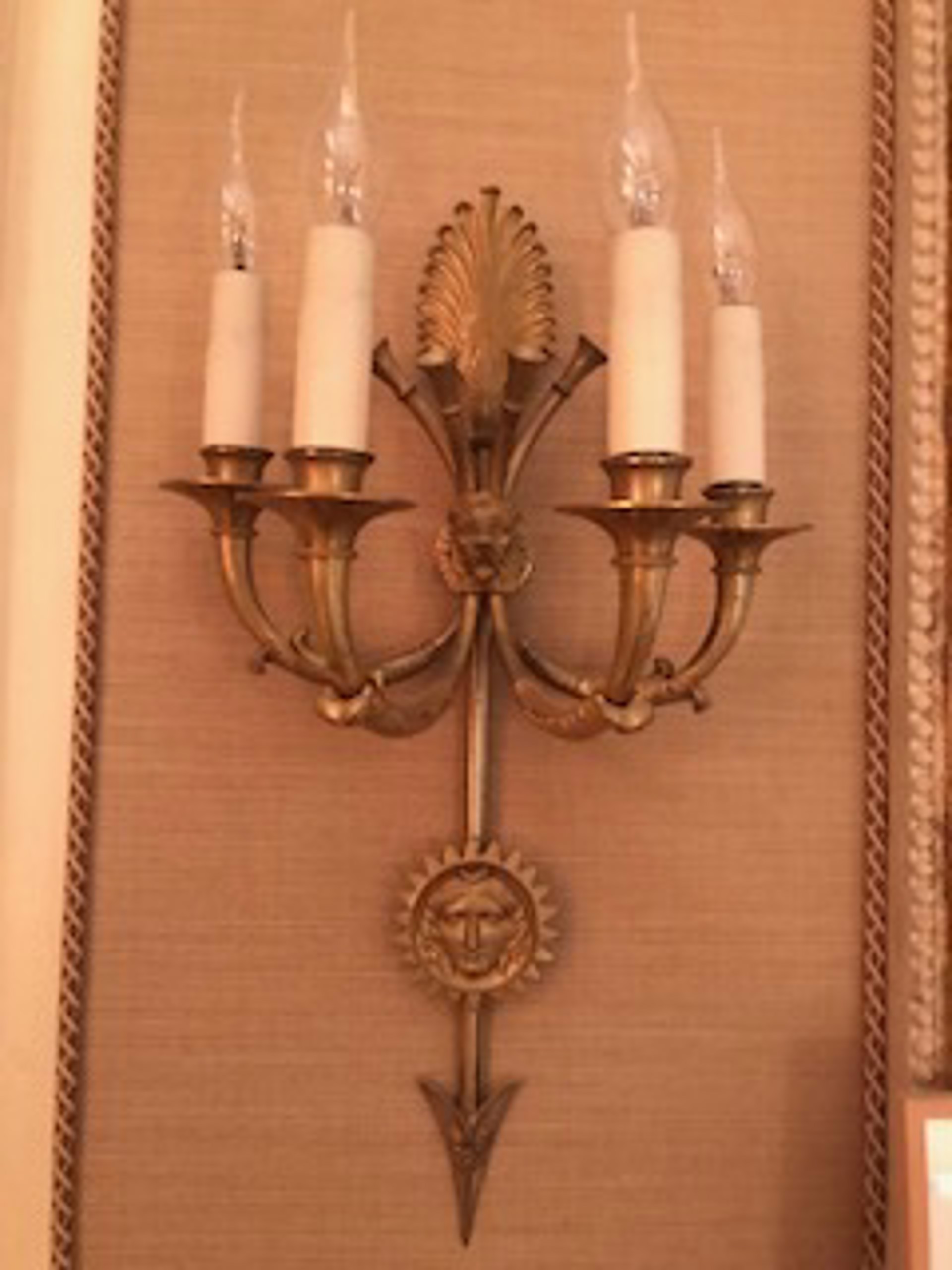 A PAIR OF BRASS SCONCES