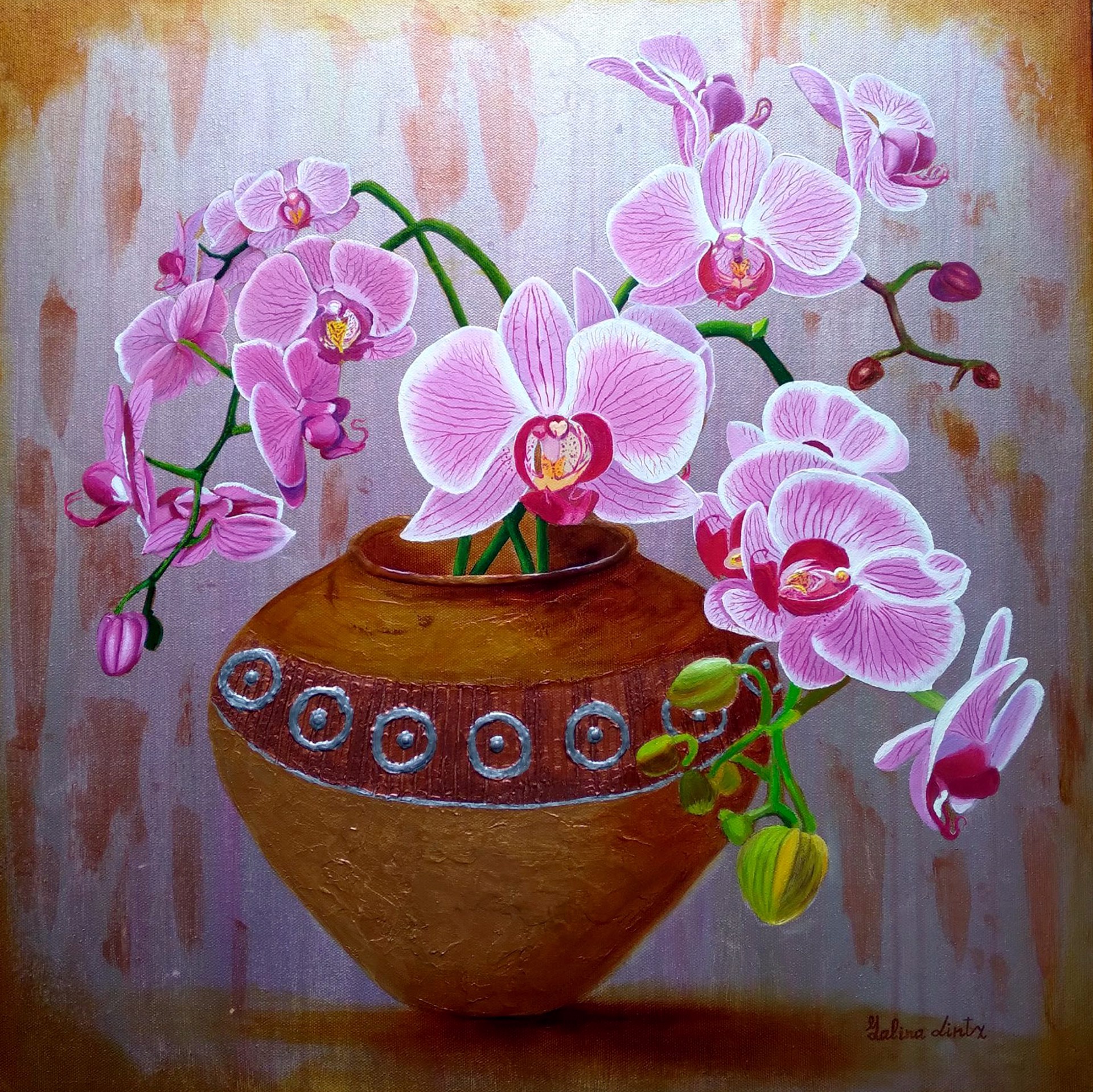 Orchids in Vase by Galina Lintz