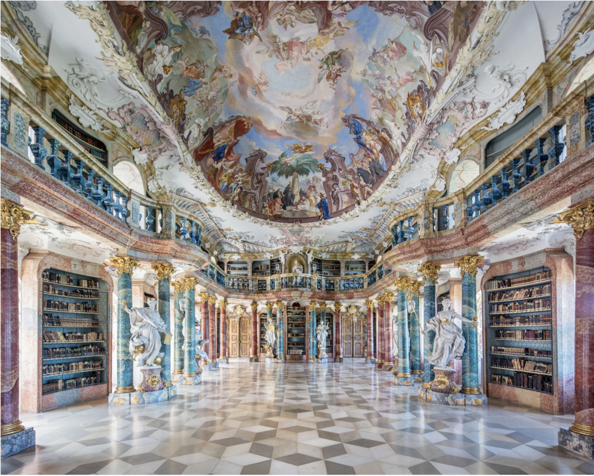 Library Hall, Wiblingen Monastery, Ulm, Germany by Reinhard Gorner