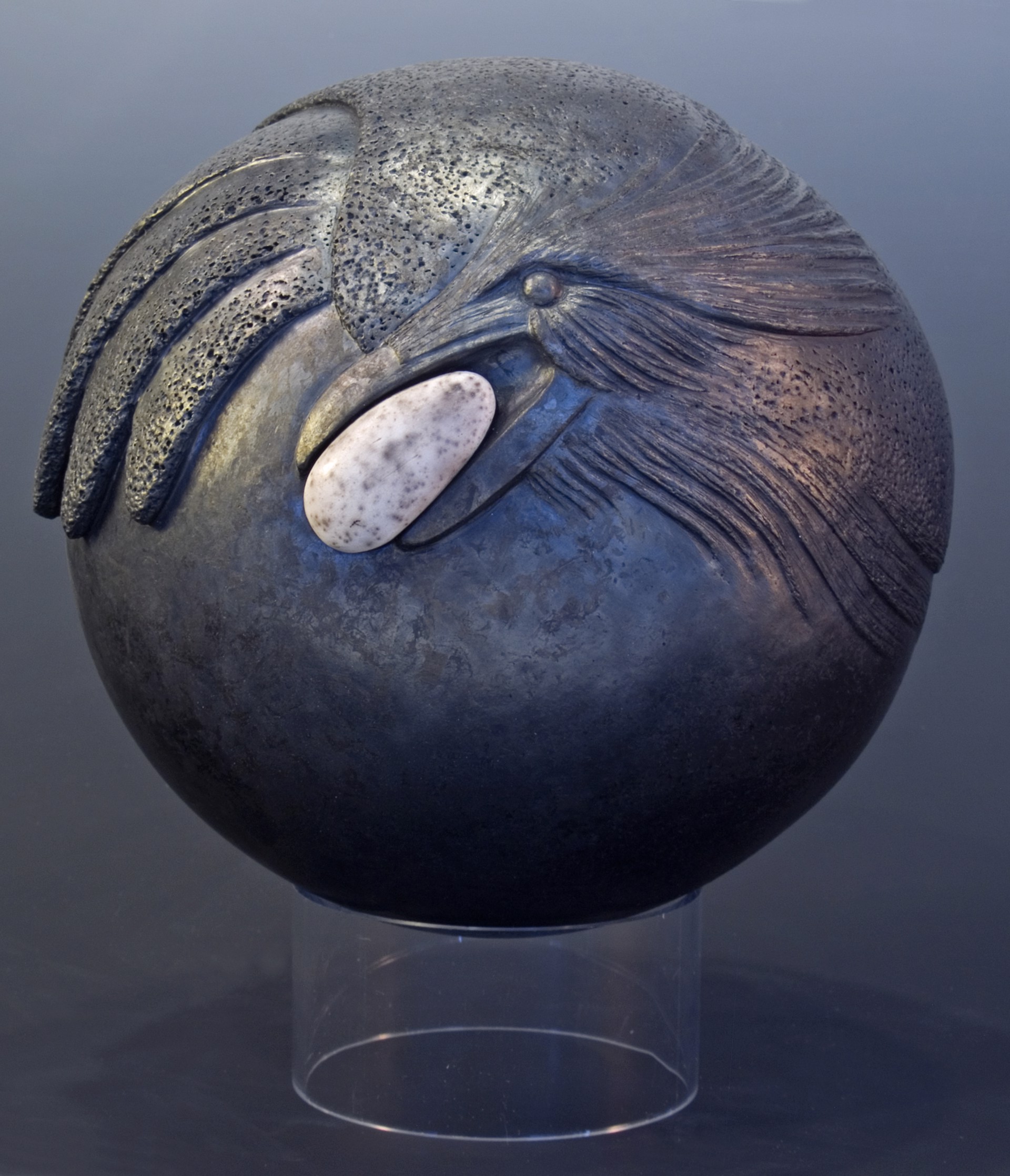 Raven With Egg IV (on stand) by Pat & Ken Larson