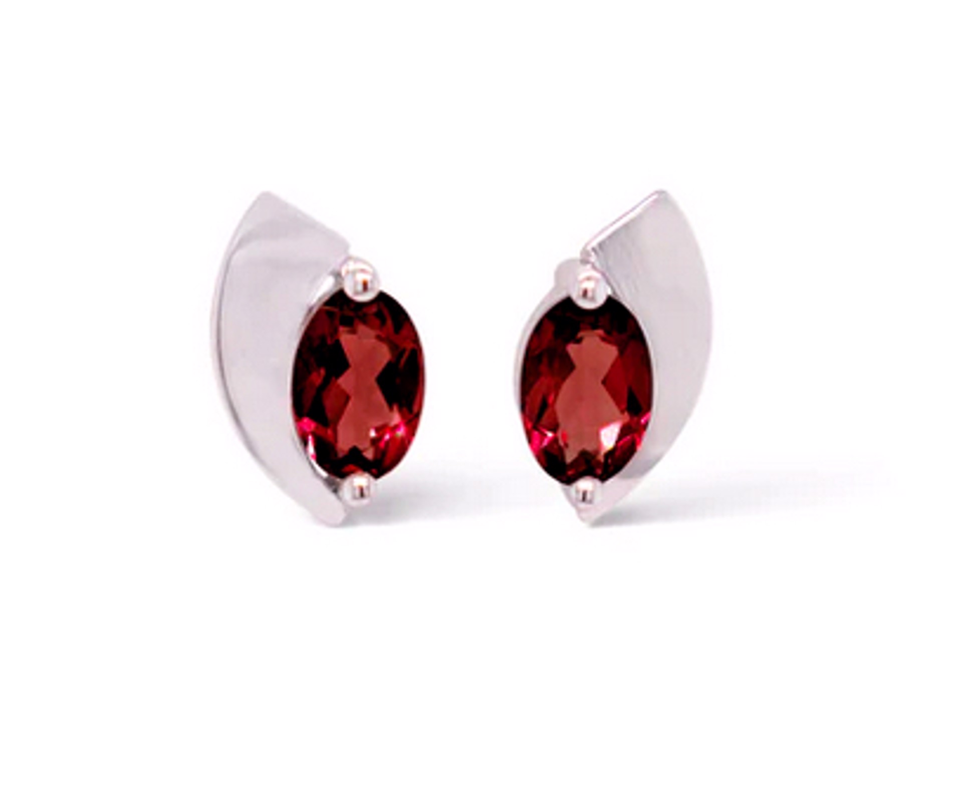Earrings - Garnet With Polished Sterling Silver Droplet  E9298G by Joryel Vera