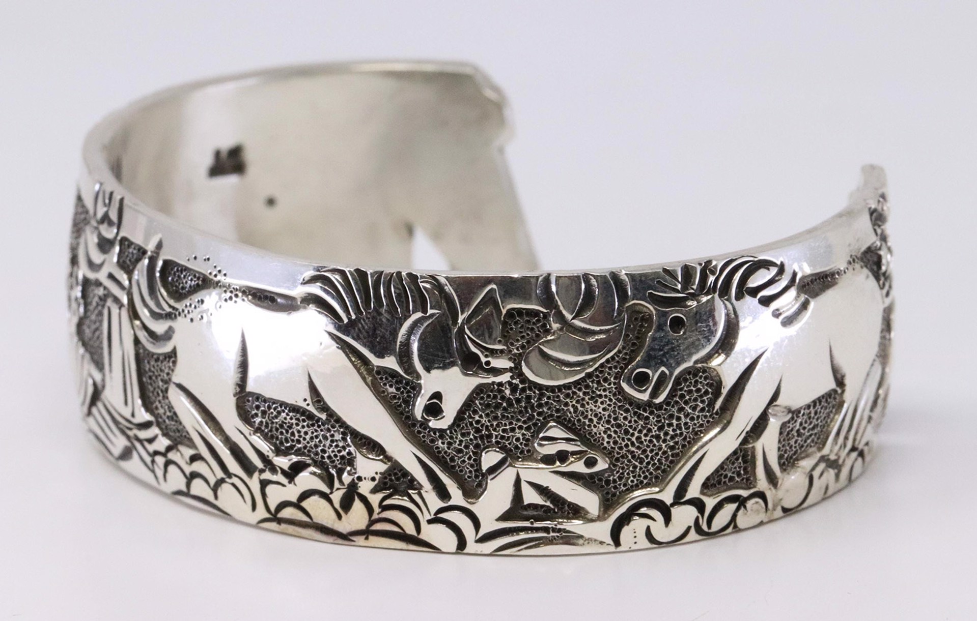 Sterling Silver Storyteller Bracelet (horses on sides) by Artist Unknown