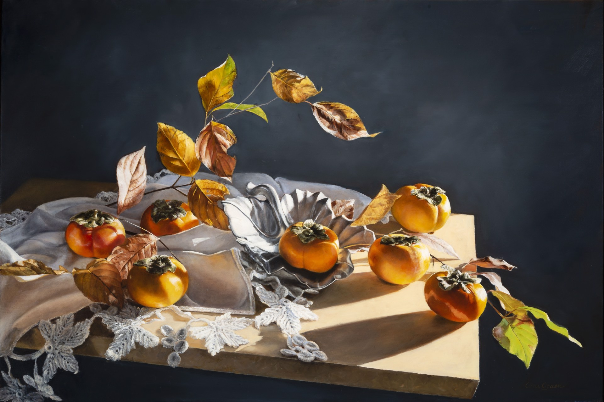 Persimmons in Afternoon Light by Cora Ogden