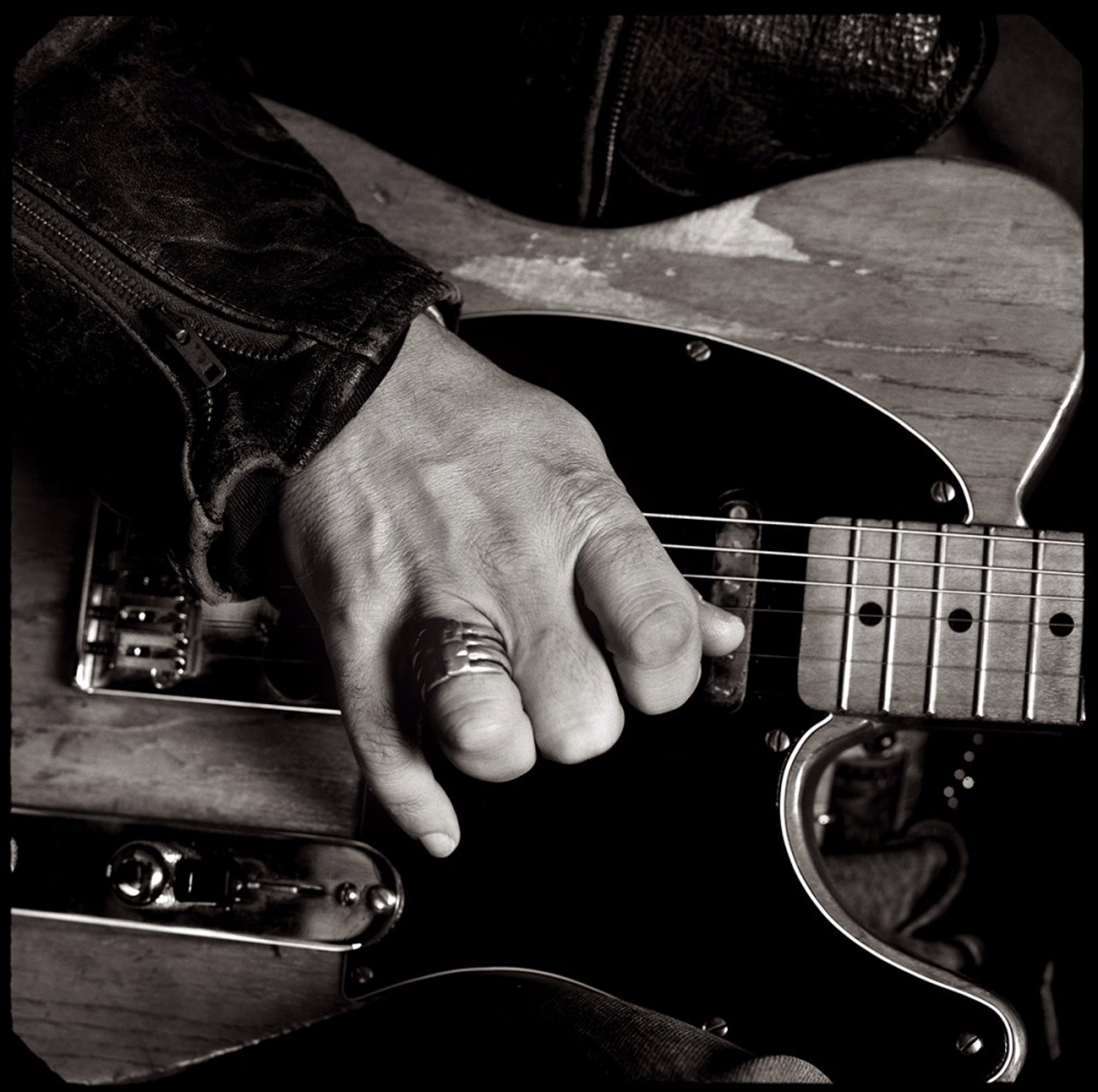 91152 Bruce Springsteen Hands and Fender BW by Timothy White