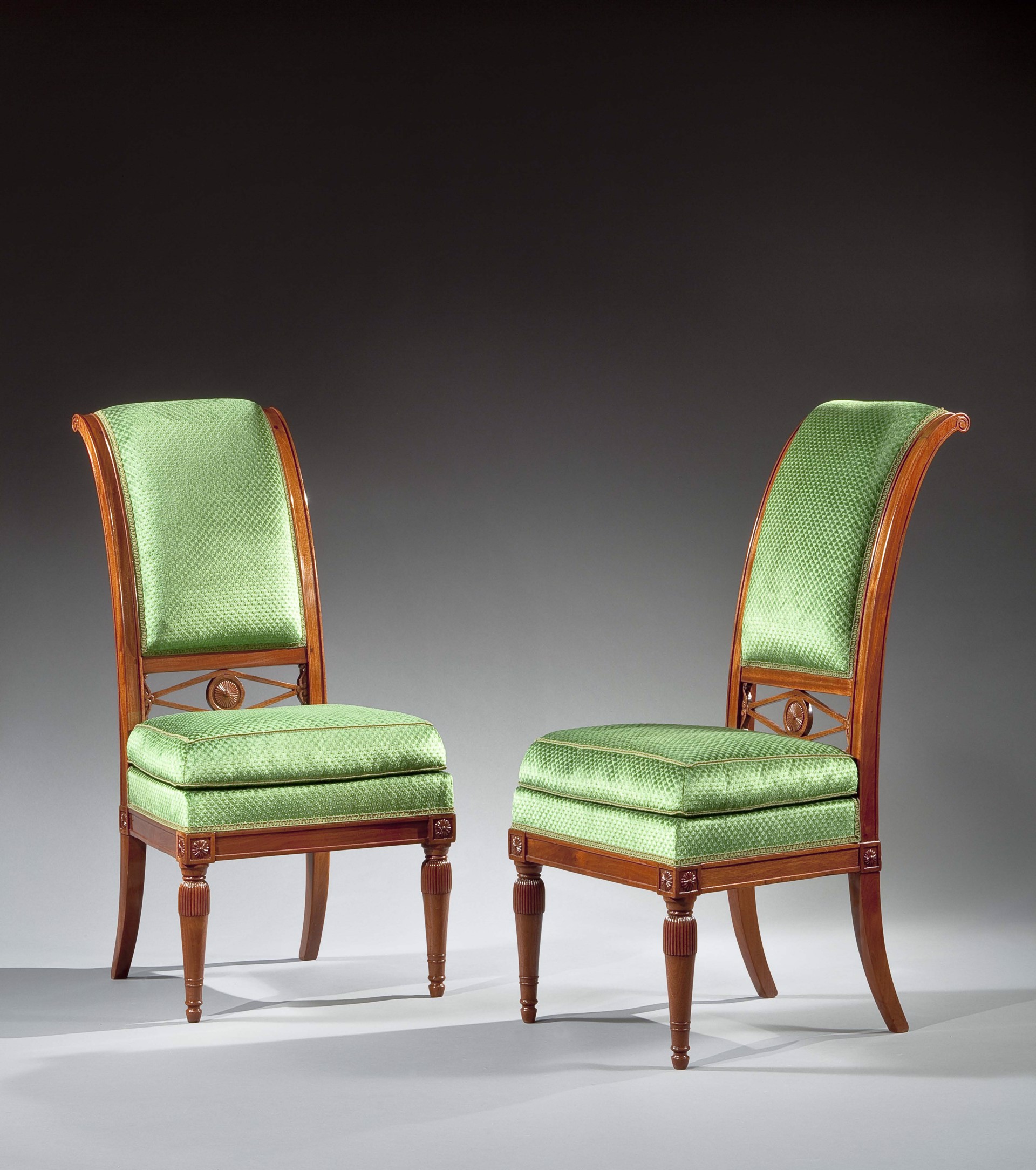 PAIR OF LOUIS XVI CHAIRS WITH CURVED AND FLUTED BACKS
