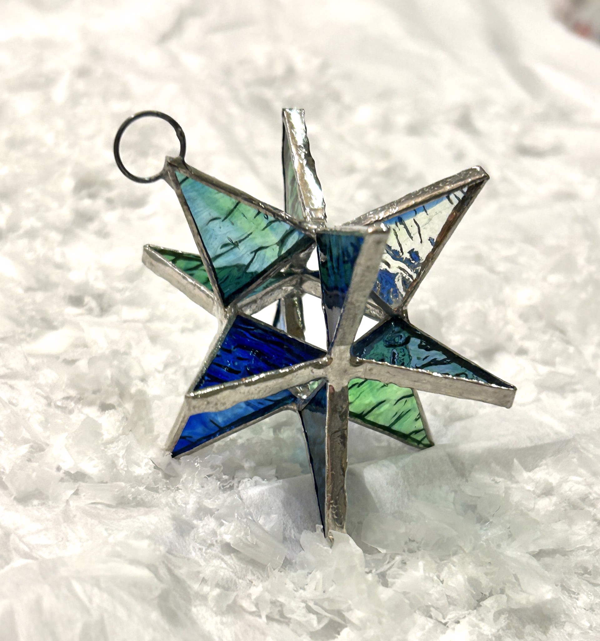Ornament -BLUE AND GREEN Moravian Star by Fiesta Color