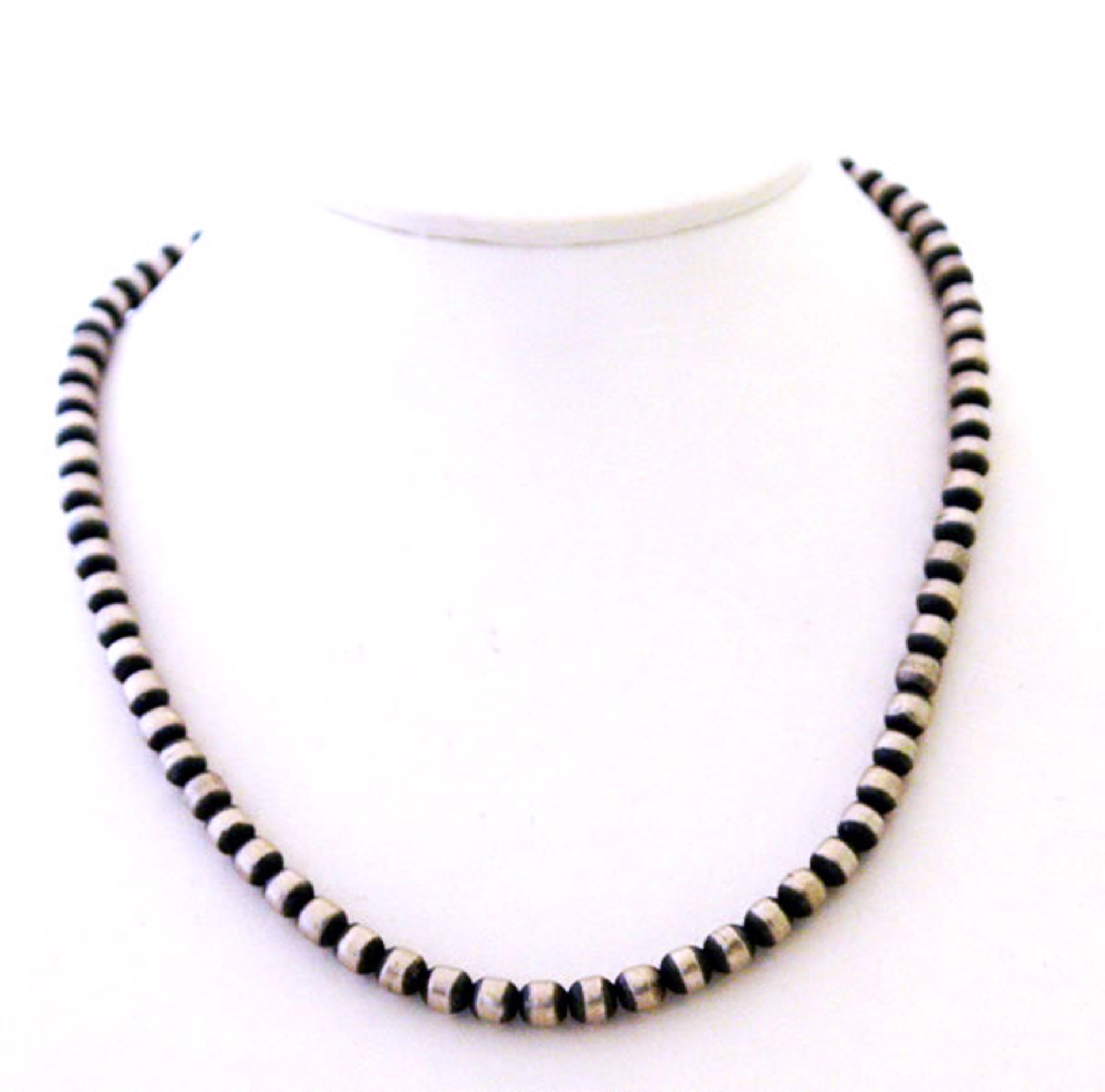 Necklace - 19"- 21" Adjustable Single Strand Antiqued Silver Beads 6MM by Dan Dodson
