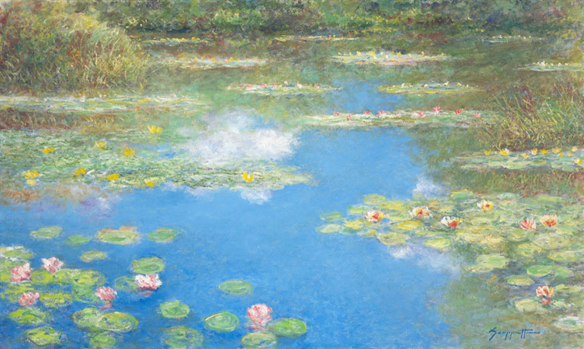 Blue Sky Collection In Water Lilies by James Scoppettone