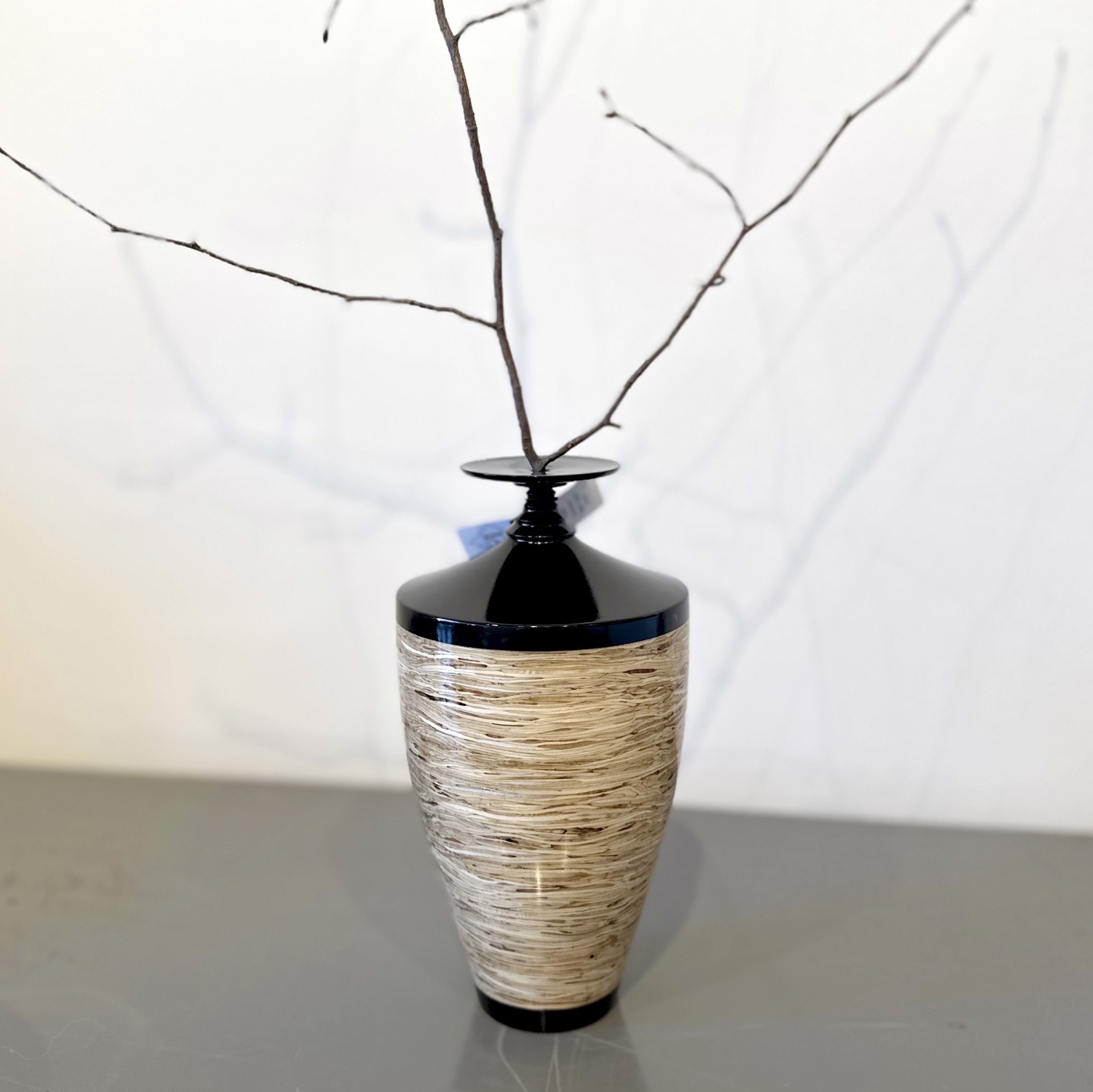 Ebonized Hardwood and Aspenite Vase by Paul Gray Diamond