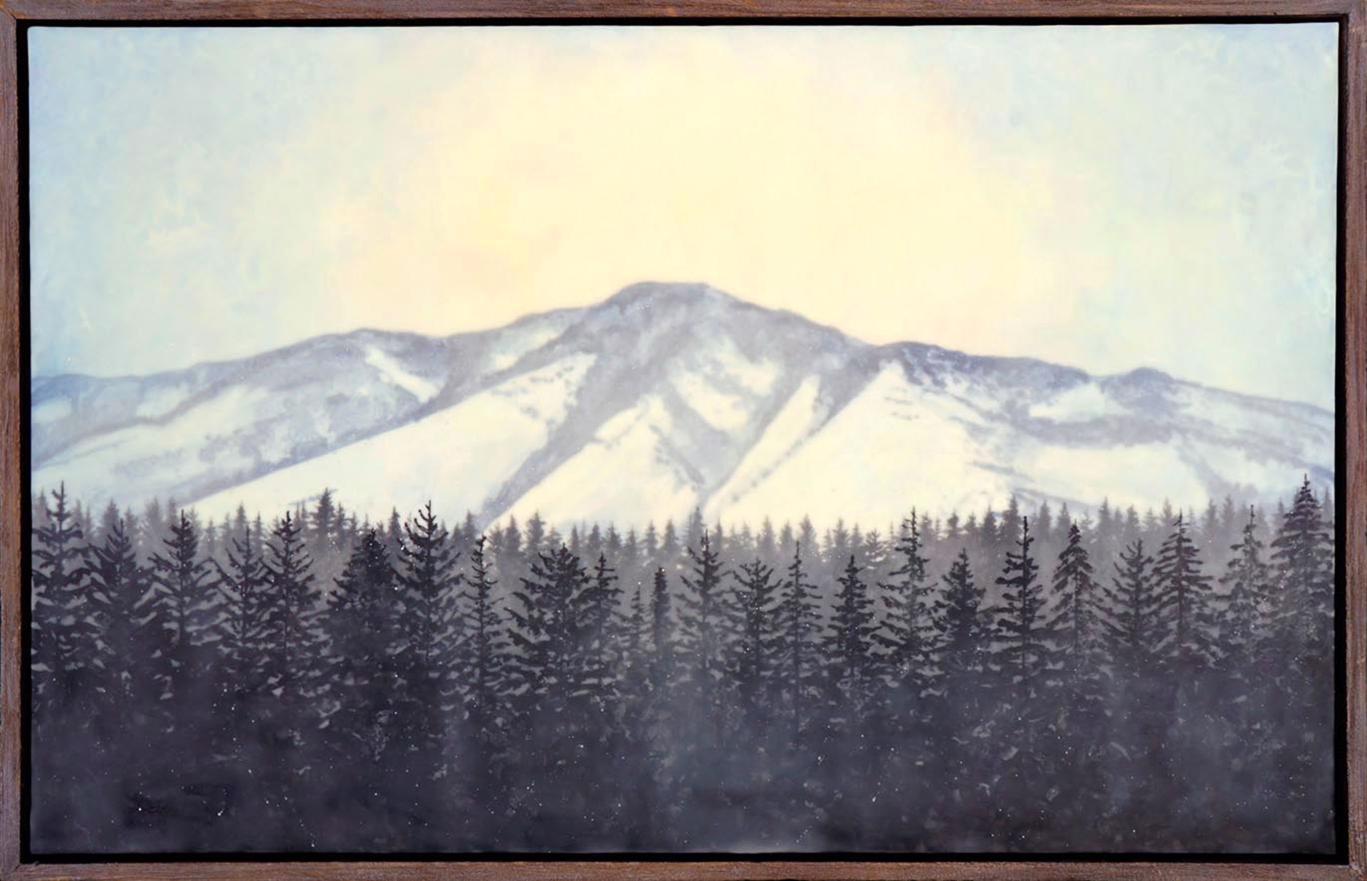 Original Encaustic Painting Winter Mountain Scene